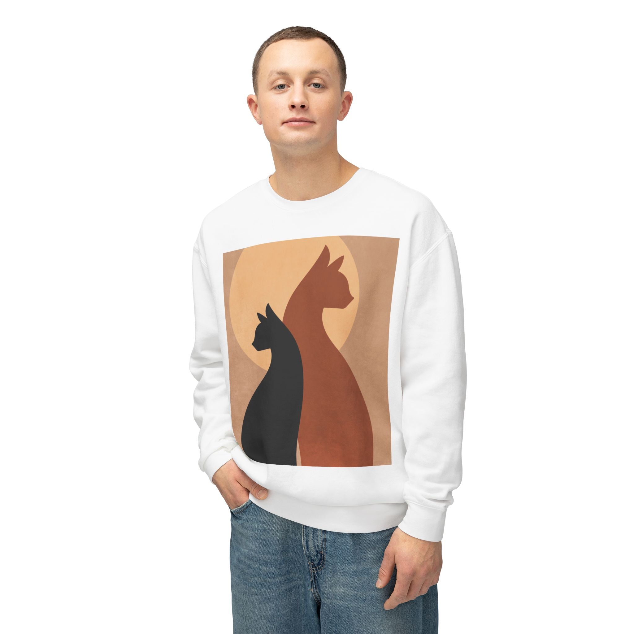 Viringee Cat Silhouette Unisex Lightweight Sweatshirt