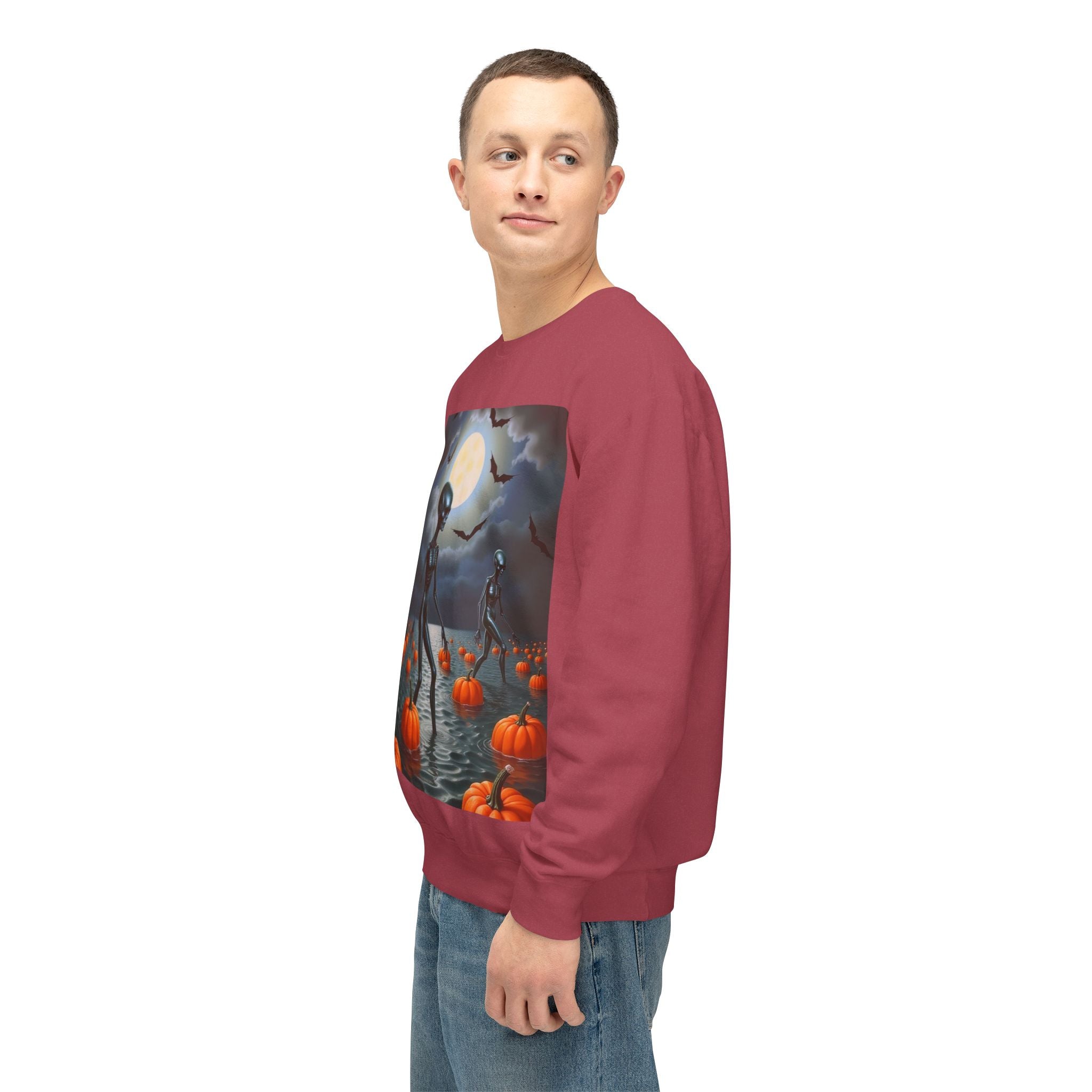 Viringee Wandering Halloween Alien Crewneck Sweatshirt