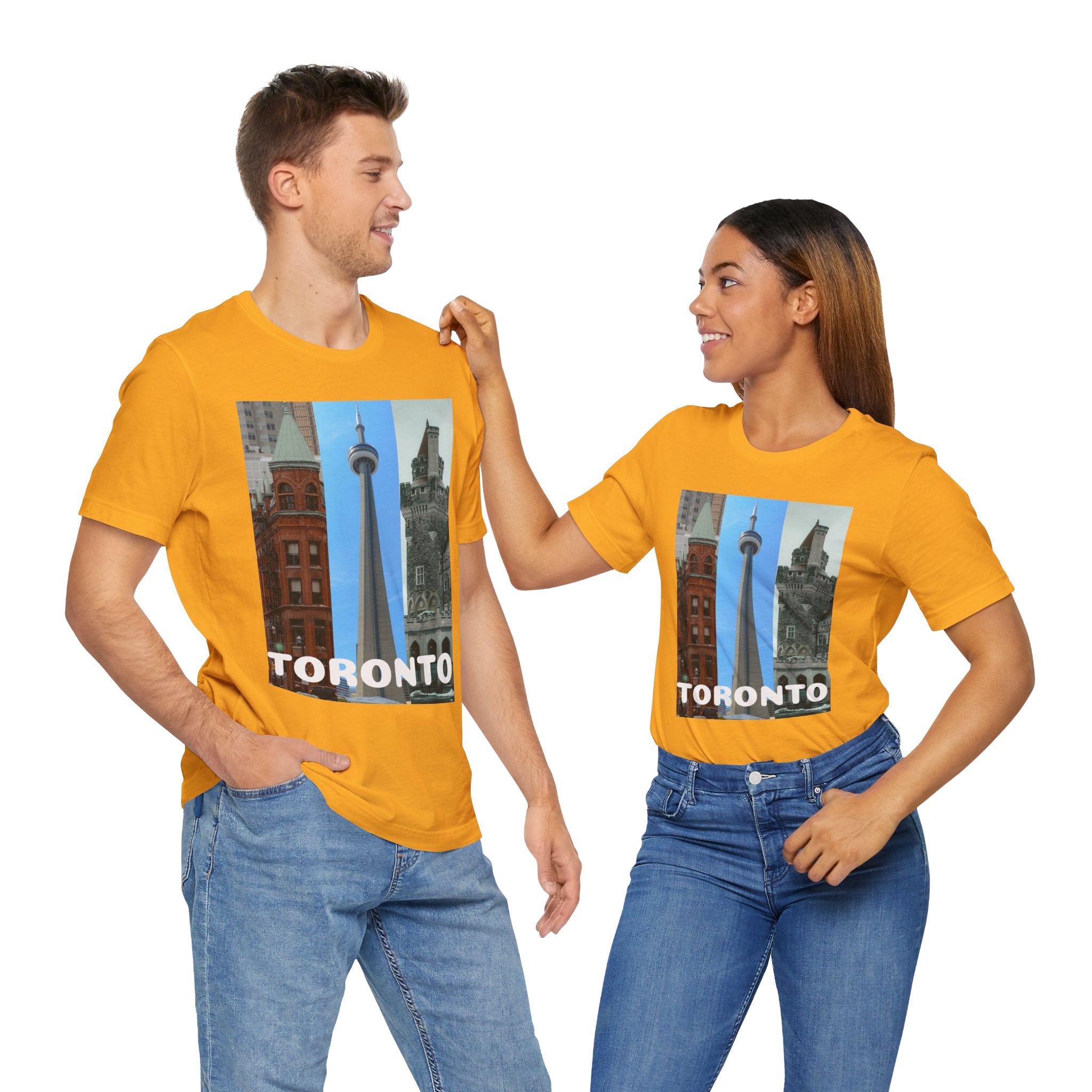 Toronto Sightseeing Landmarks Unisex Jersey T-shirt with city skyline design
