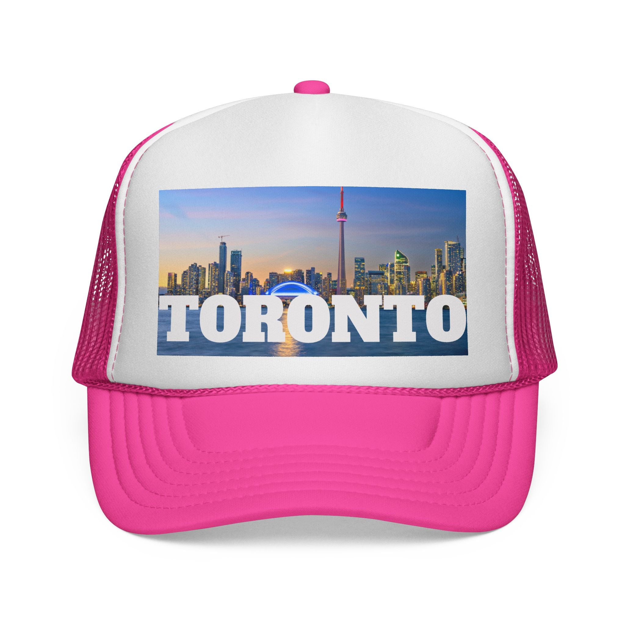 Unisex Toronto trucker cap featuring night city design