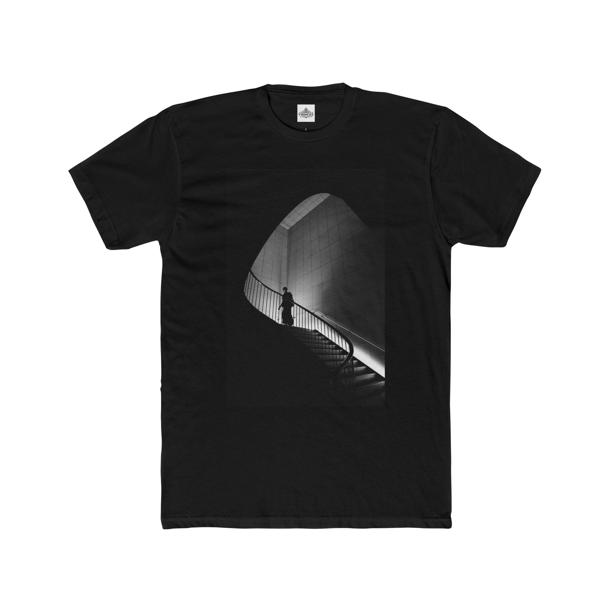 Viringee Monochrome Staircase Unisex Cotton Crew Tee