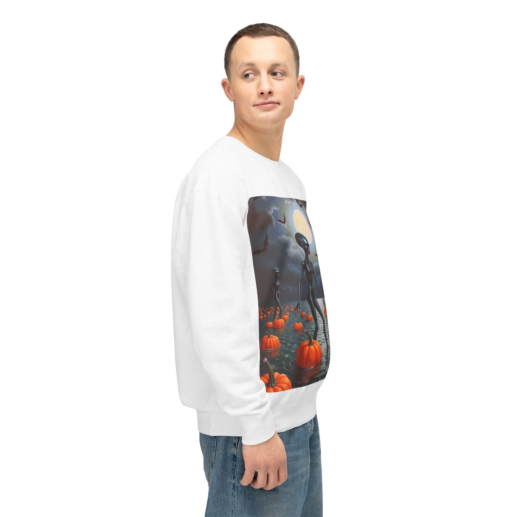 Viringee Wandering Halloween Alien Crewneck Sweatshirt