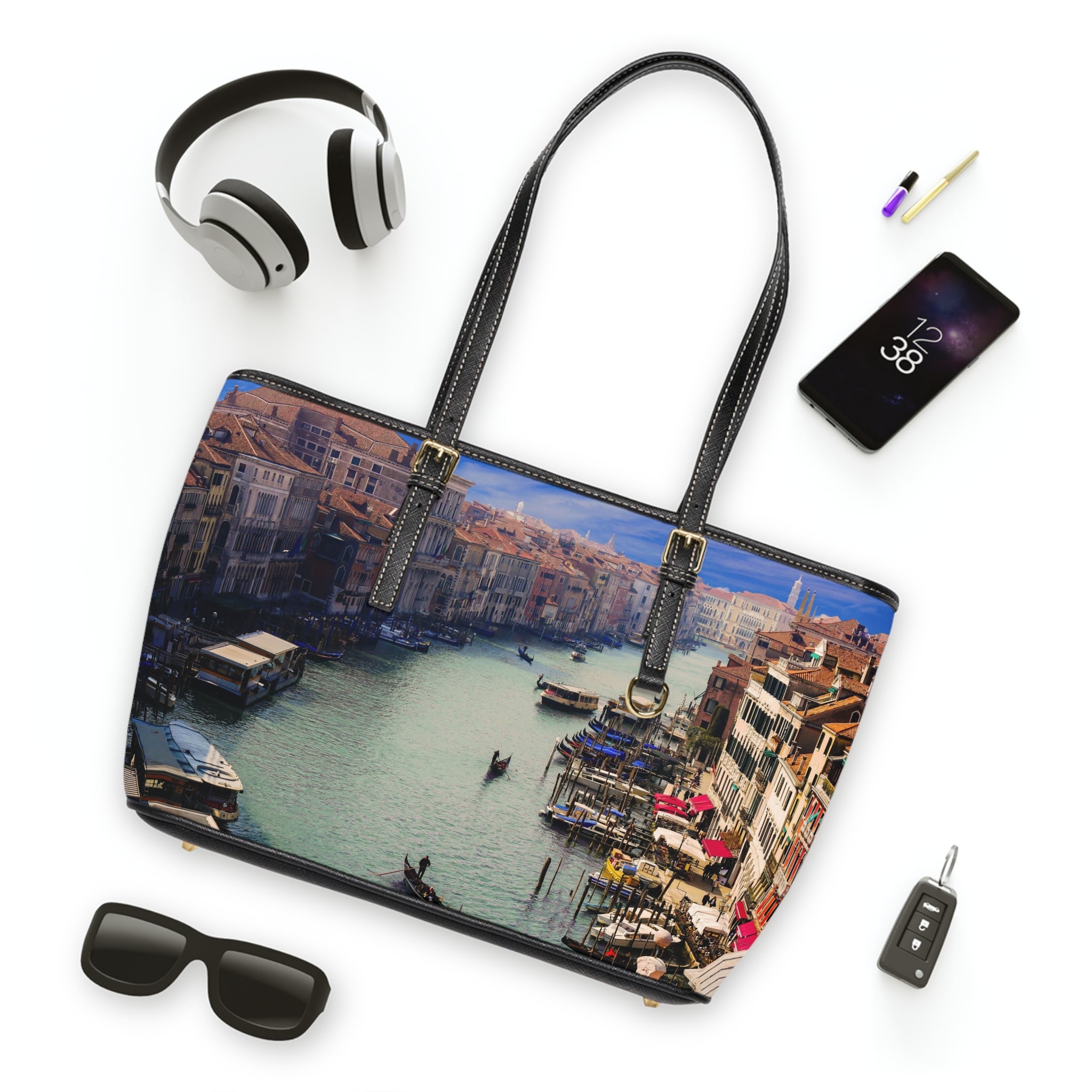 Viringee Venetian Canal PU Leather Shoulder Tote Bag