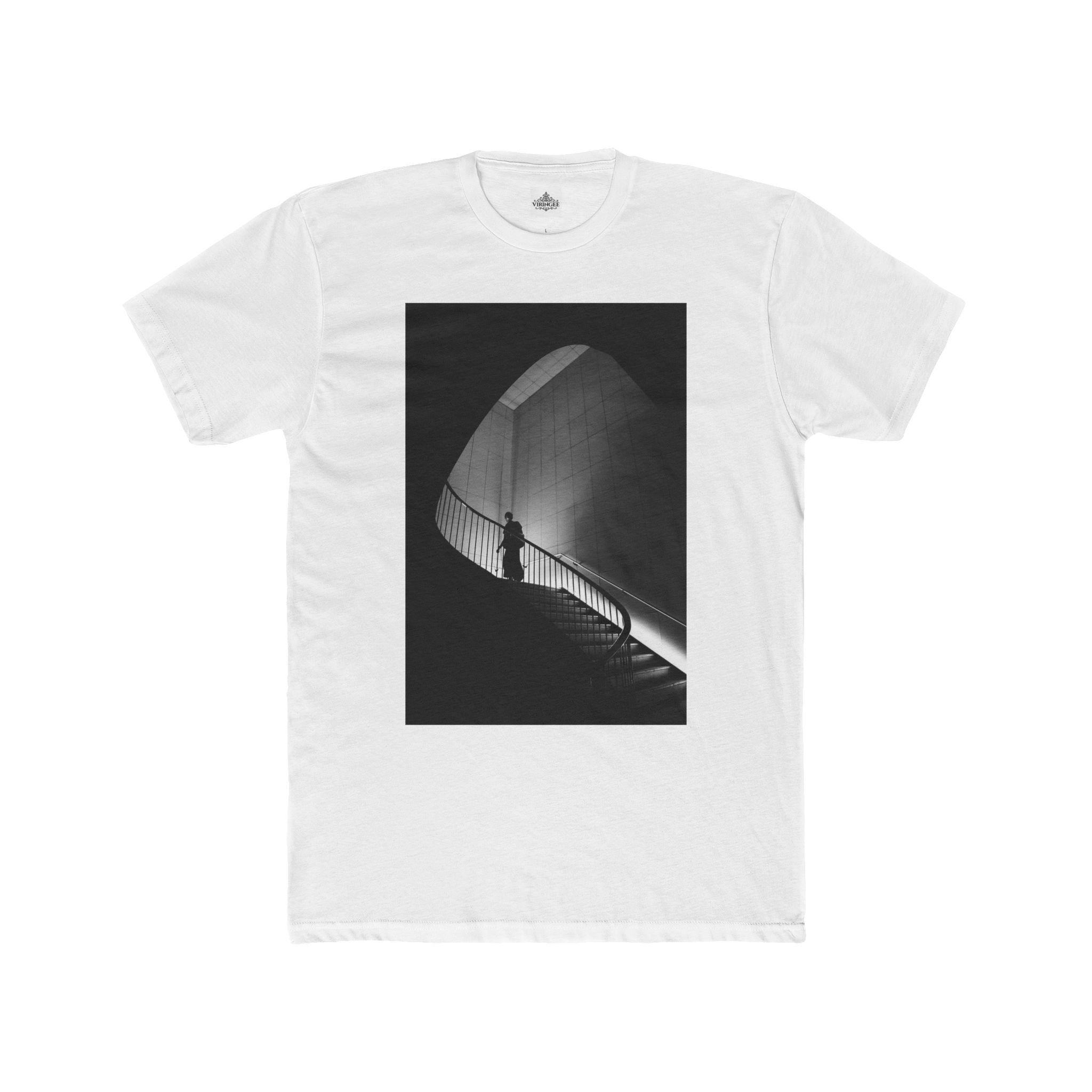 Viringee Monochrome Staircase Unisex Cotton Crew Tee