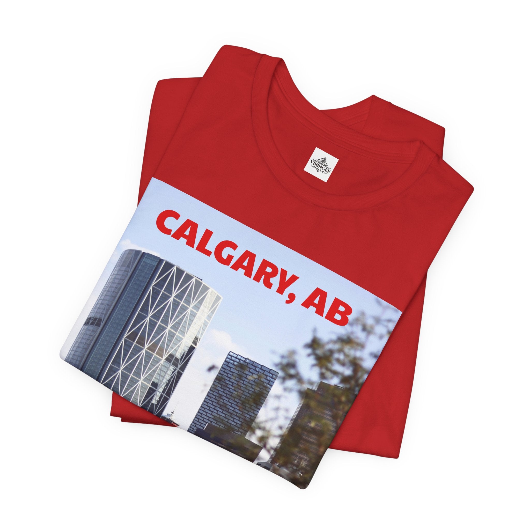 Viringee Peeking Calgary Tower AB Unisex Jersey Tee