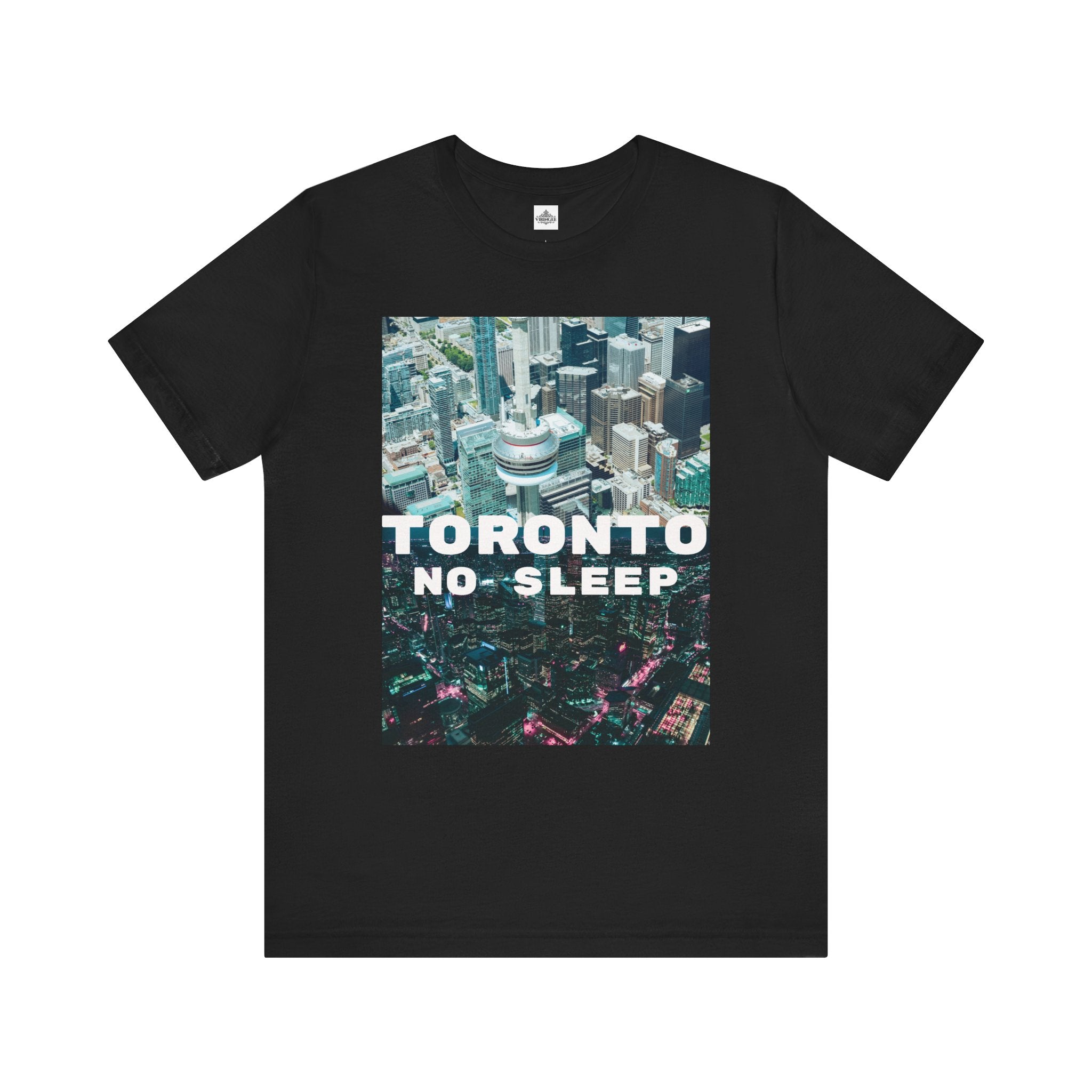 Viringee Downtown Toronto No Sleep unisex jersey short sleeve graphic tee, artistic urban streetwear shirt