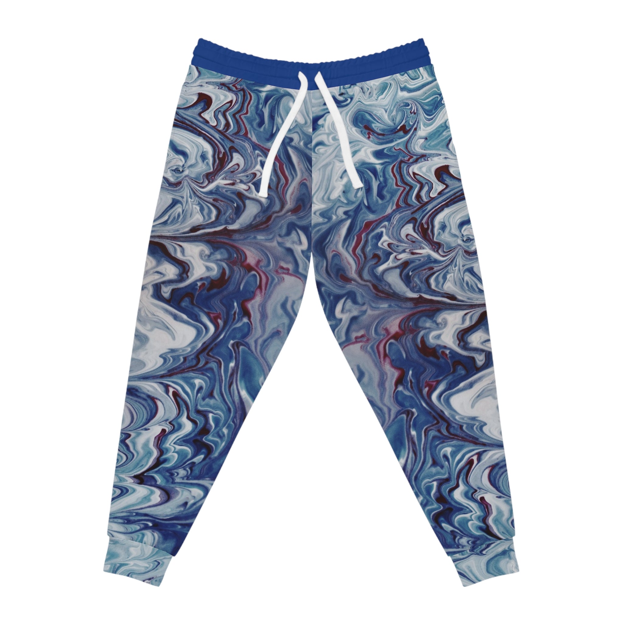 Viringee Blue White Duotone Liquid Pattern Men Athletic Joggers