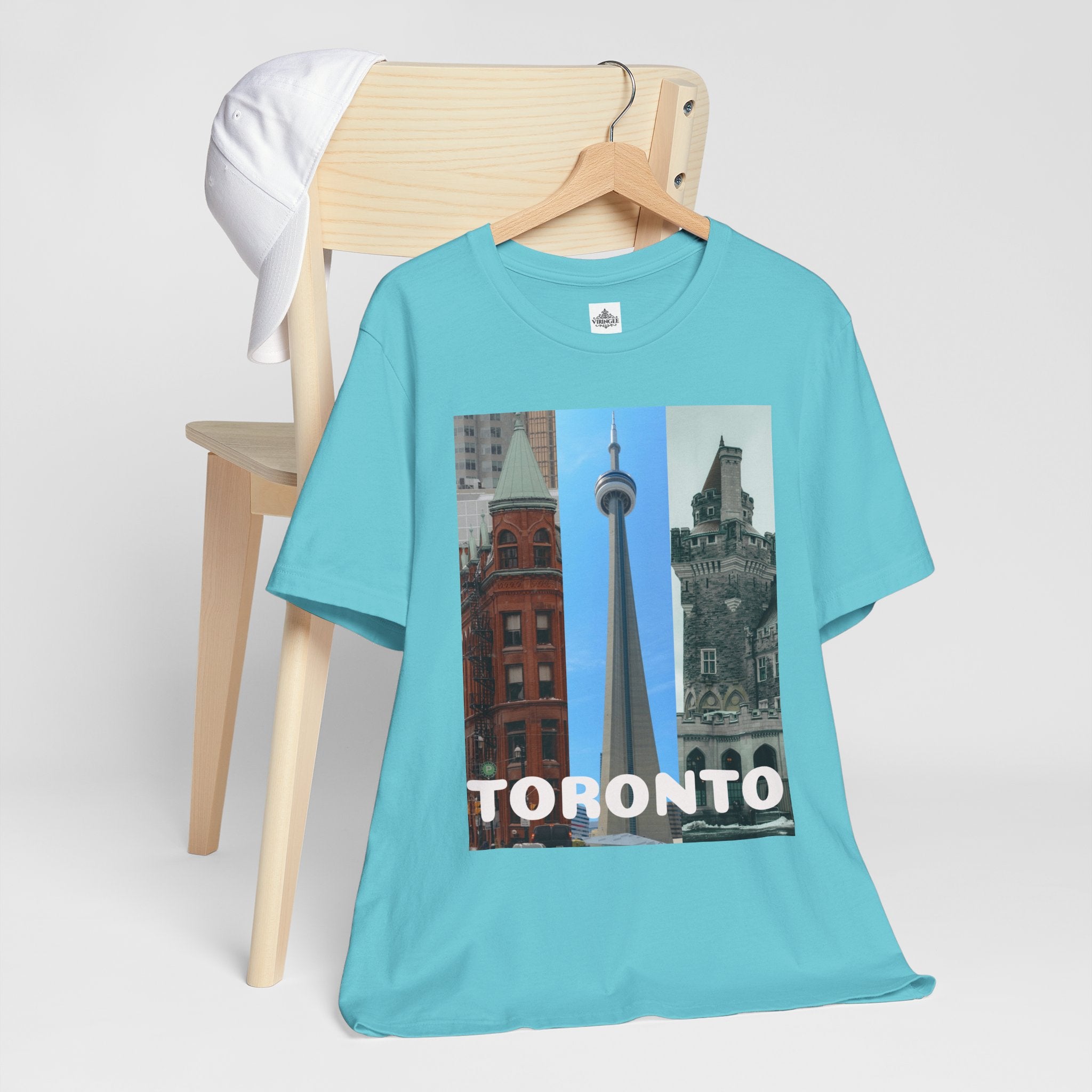 Toronto Sightseeing Landmarks Unisex Jersey T-shirt with city skyline design