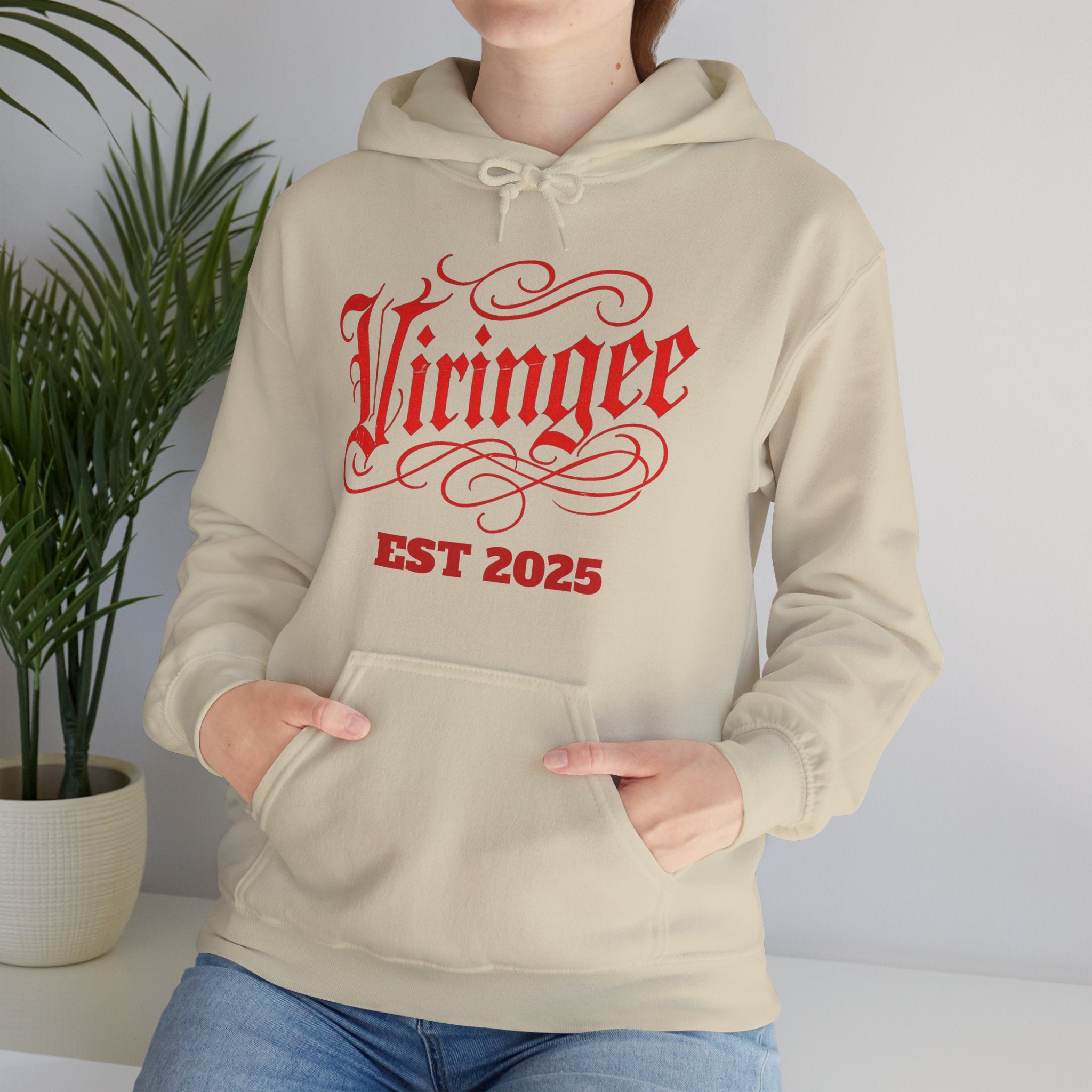 Viringee Red Logo Classic Script Hoodie