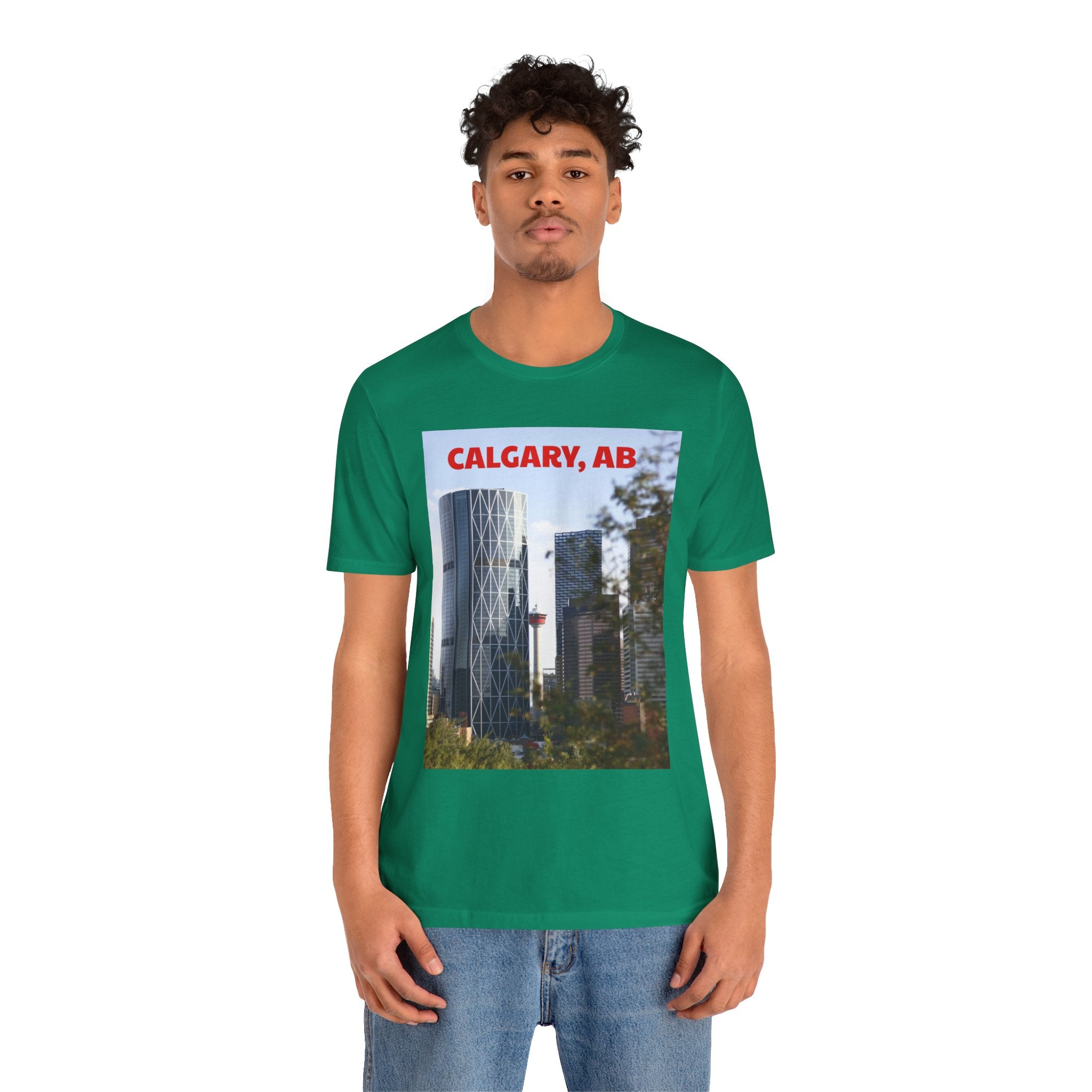 Viringee Peeking Calgary Tower AB Unisex Jersey Tee
