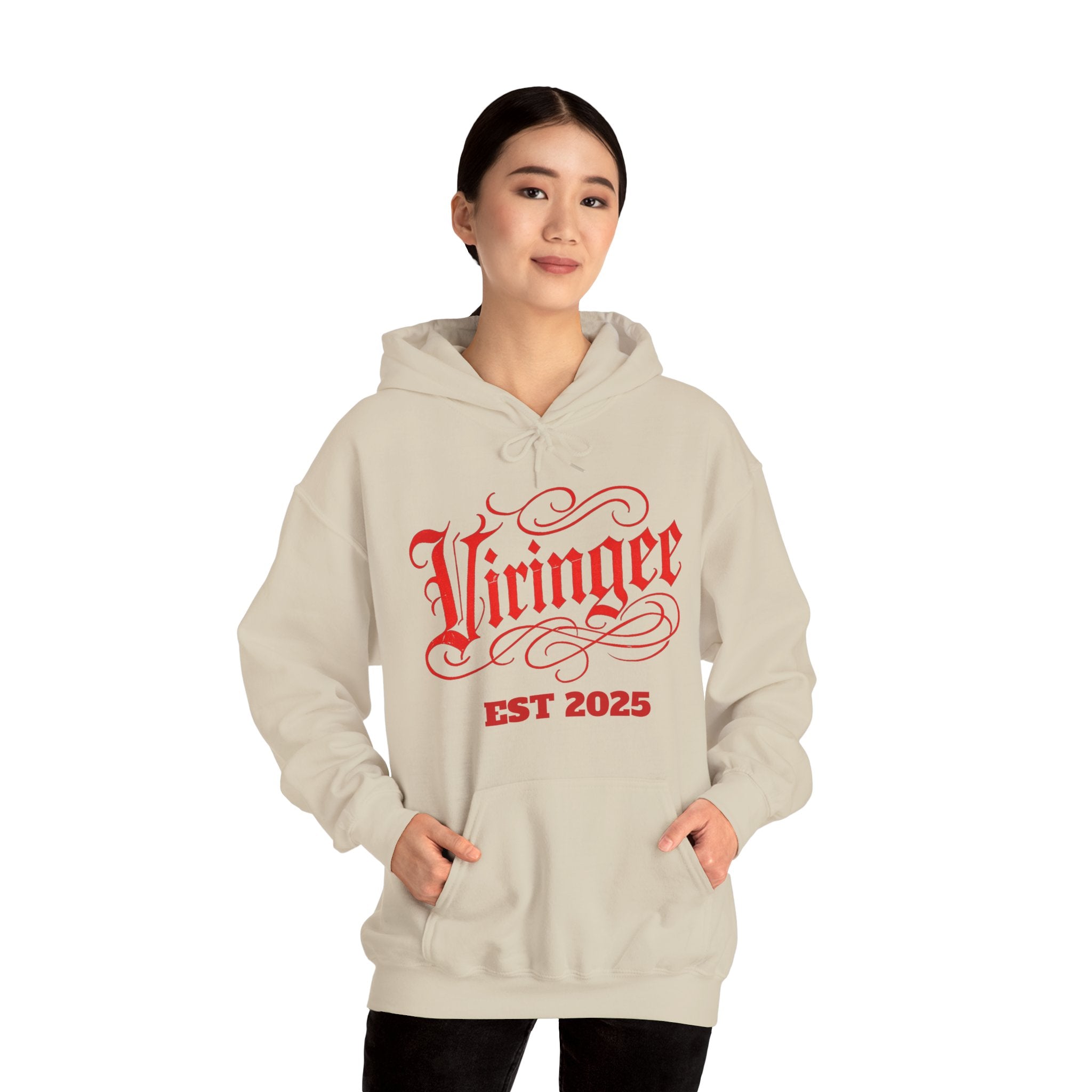 Viringee Red Logo Classic Script Hoodie