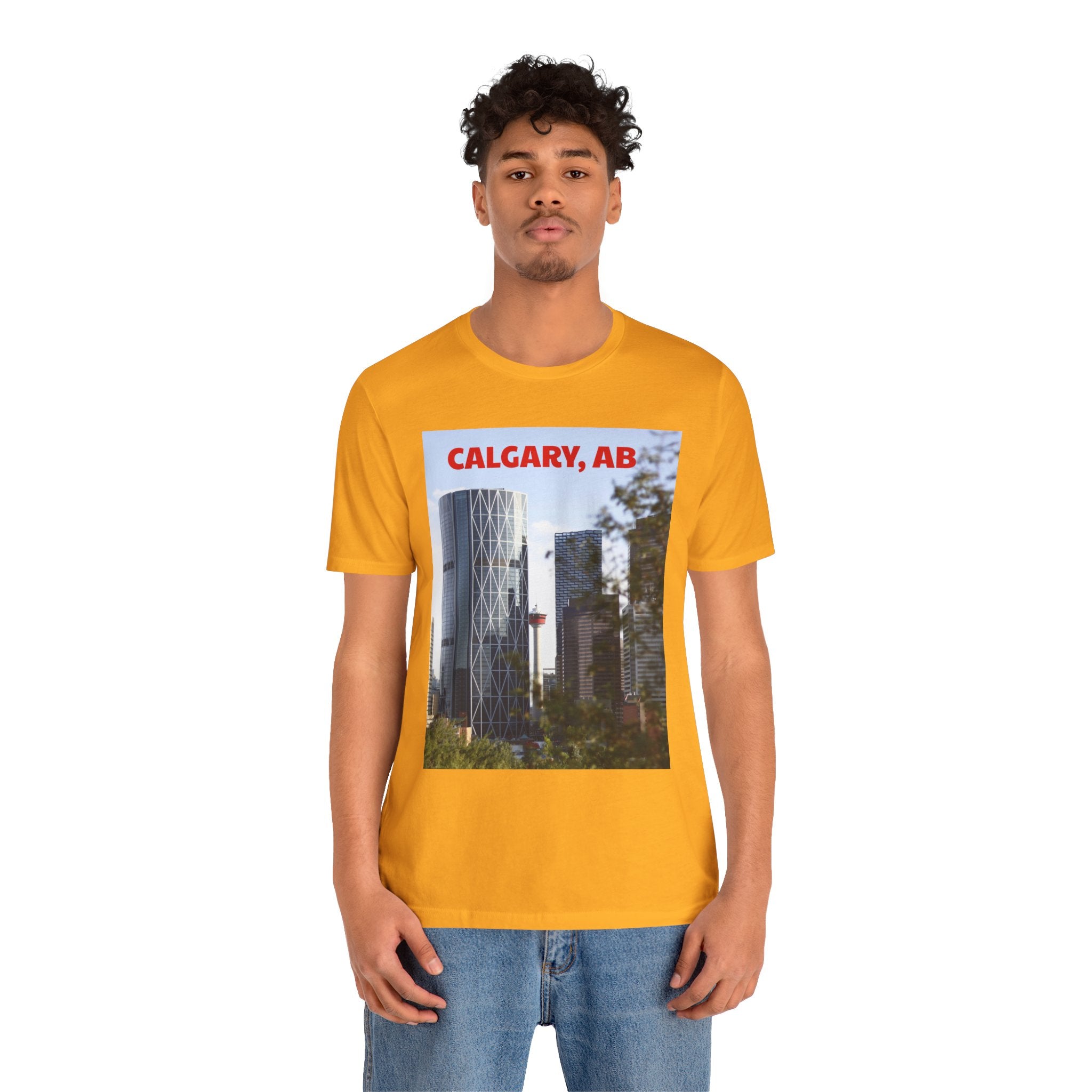 Viringee Peeking Calgary Tower AB Unisex Jersey Tee