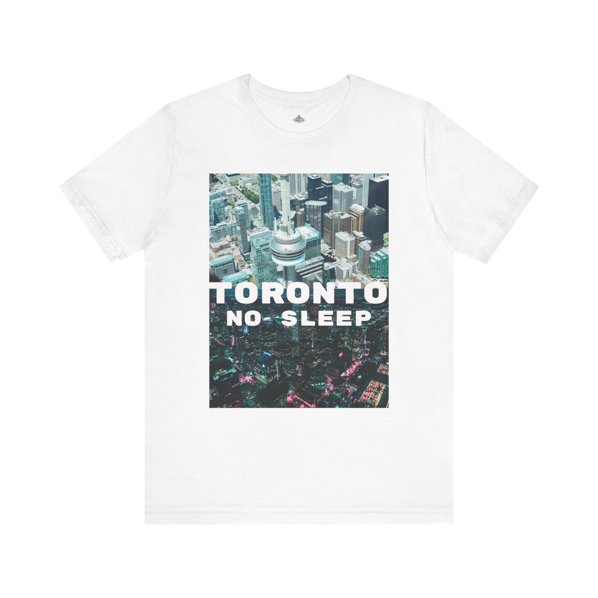 Viringee Downtown Toronto No Sleep unisex jersey short sleeve graphic tee, artistic urban streetwear shirt