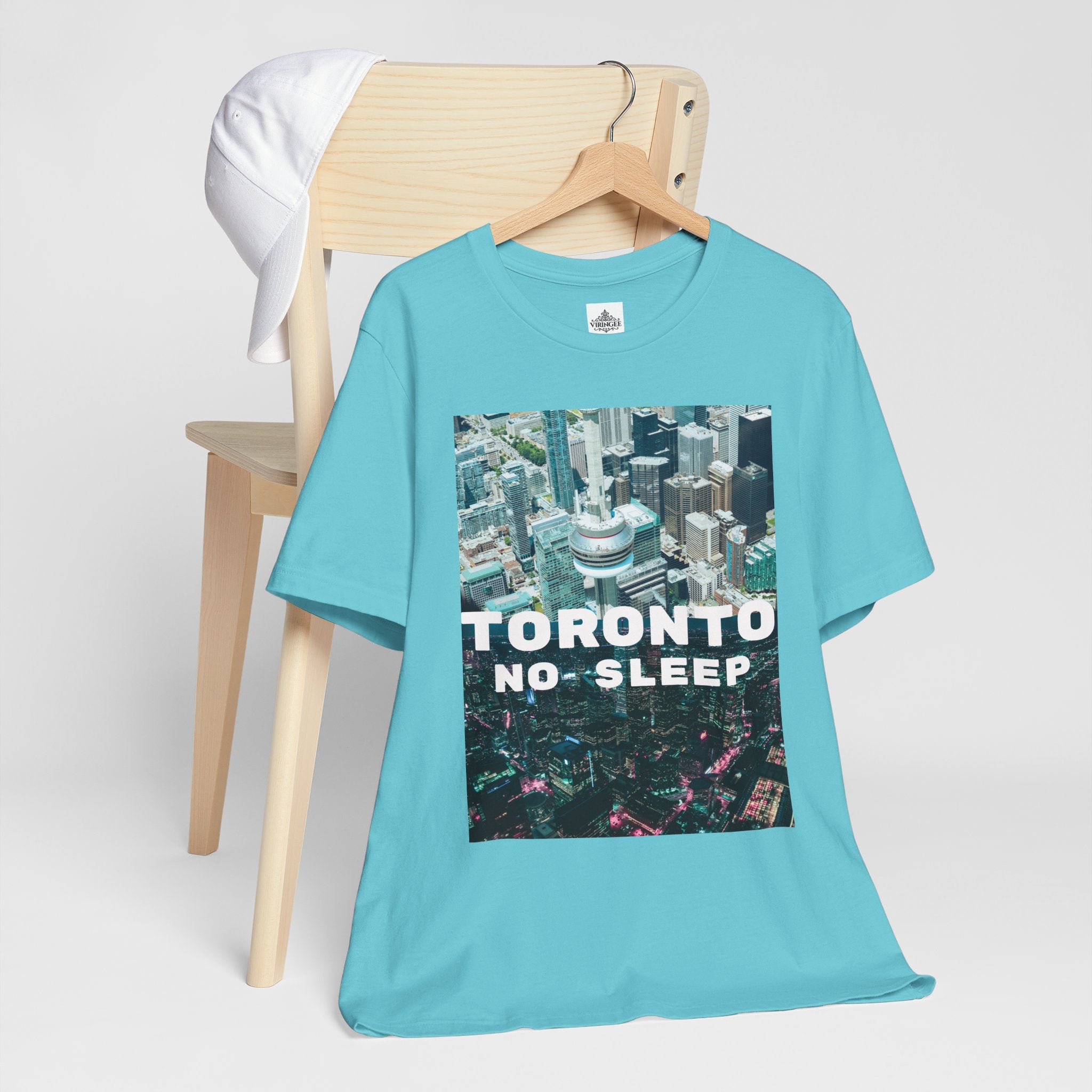 Viringee Downtown Toronto No Sleep unisex jersey short sleeve graphic tee, artistic urban streetwear shirt
