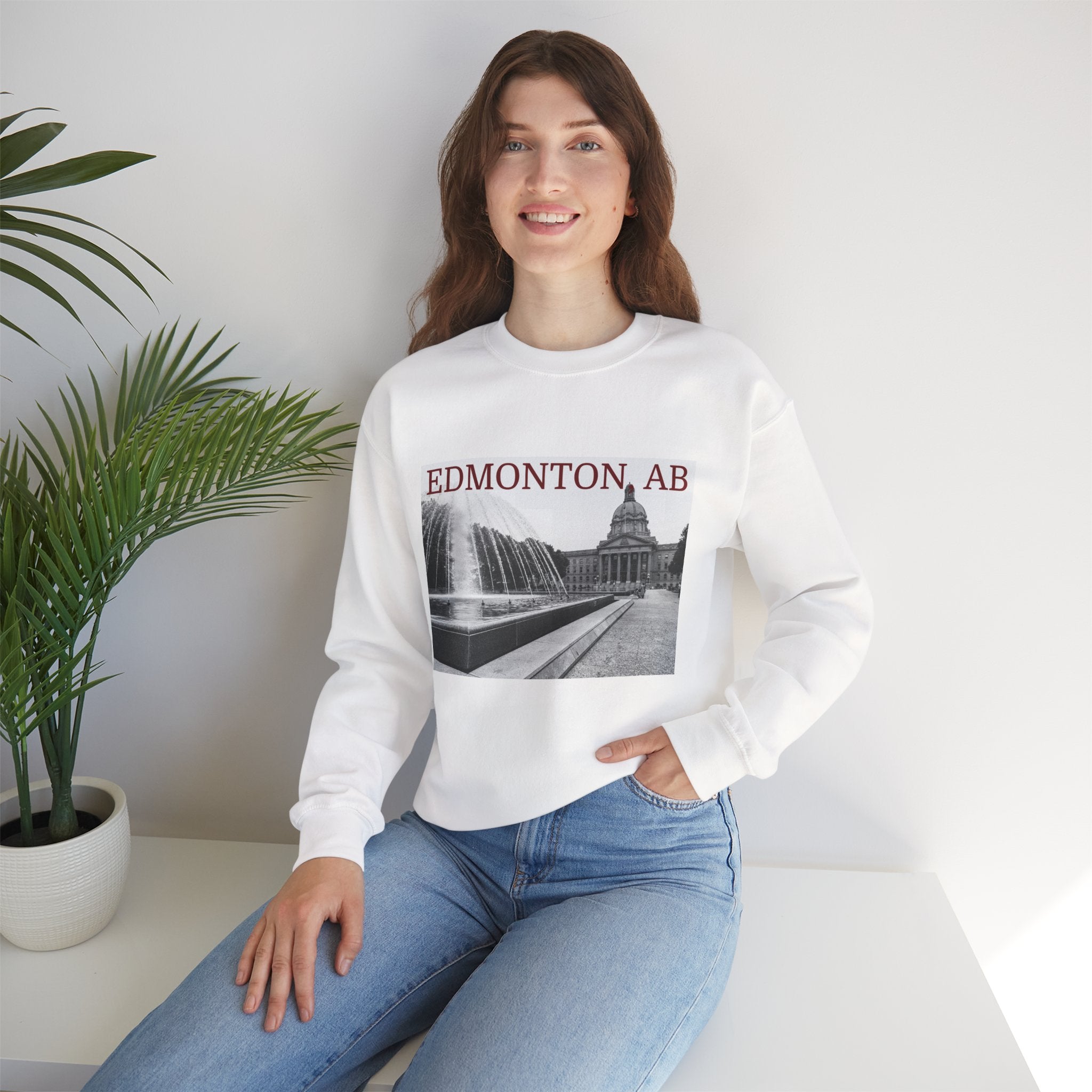 Unisex Edmonton Alberta sweatshirt with bold city graphic