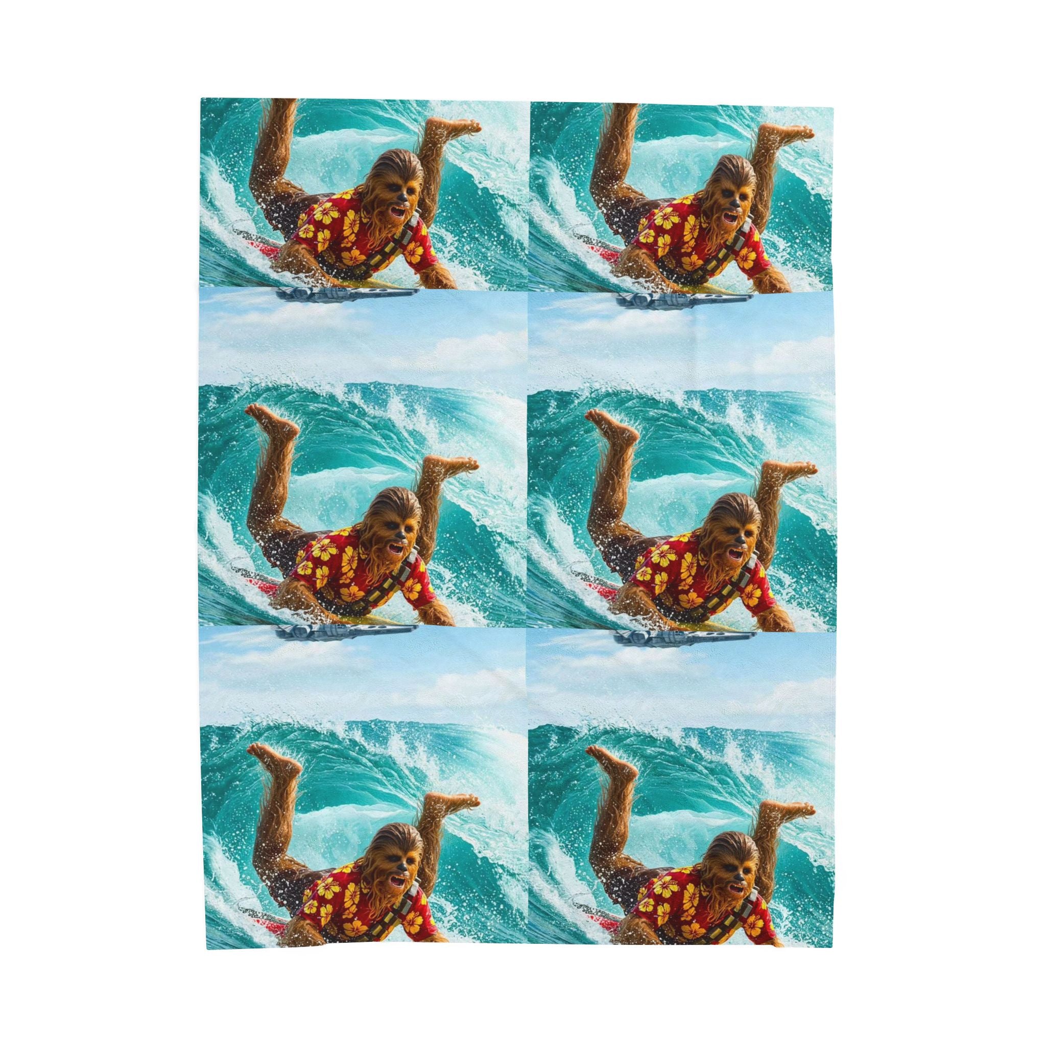 Viringee Surfing Tropical Chewbacca Velveteen Plush Blanket