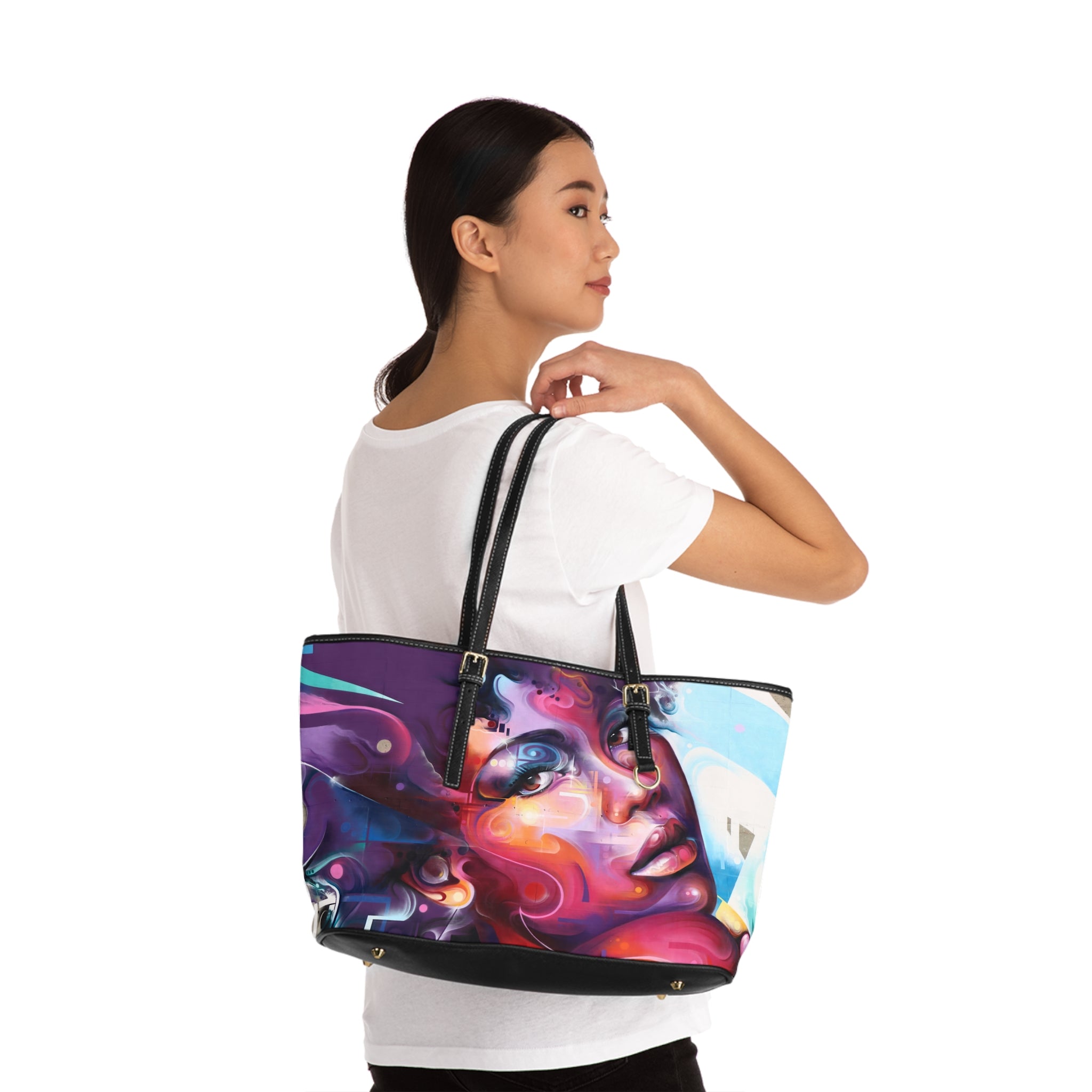 Viringee Storyteller Eyes PU Leather Tote Bag