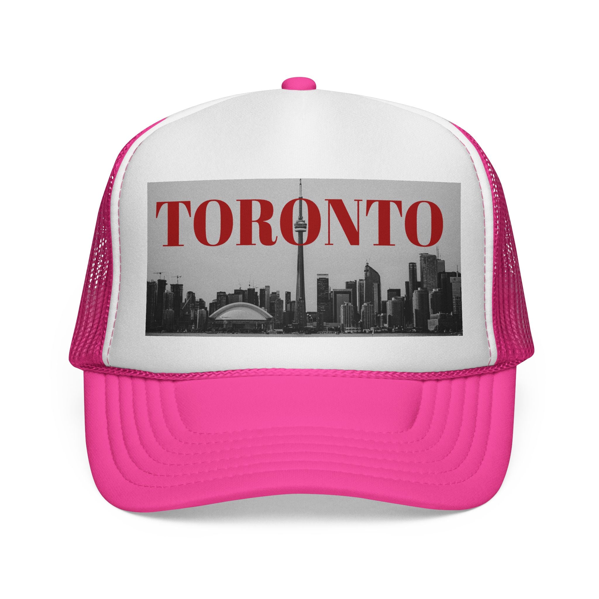 Unisex Toronto trucker cap featuring monochrome city design
