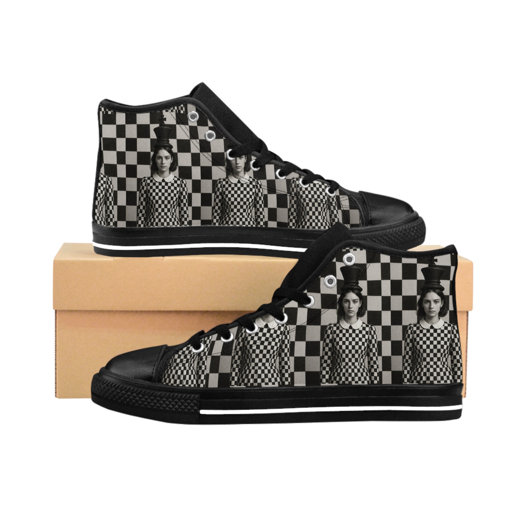 Viringee Chess themed High-Top Sneakers for the trendy woman