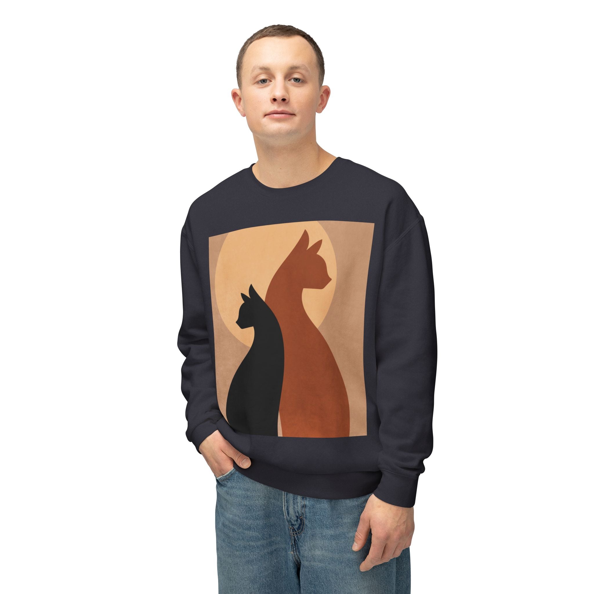 Viringee Cat Silhouette Unisex Lightweight Sweatshirt