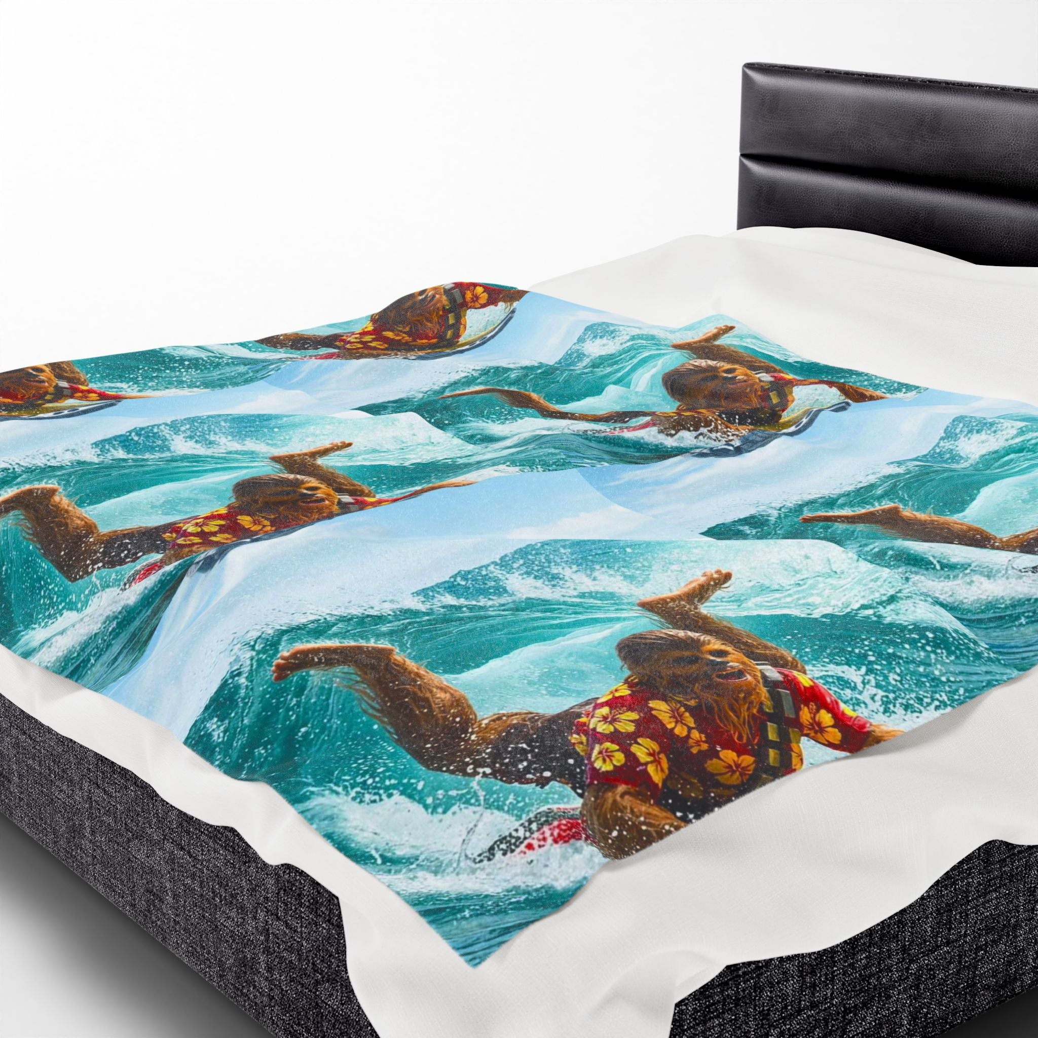 Viringee Surfing Tropical Chewbacca Velveteen Plush Blanket