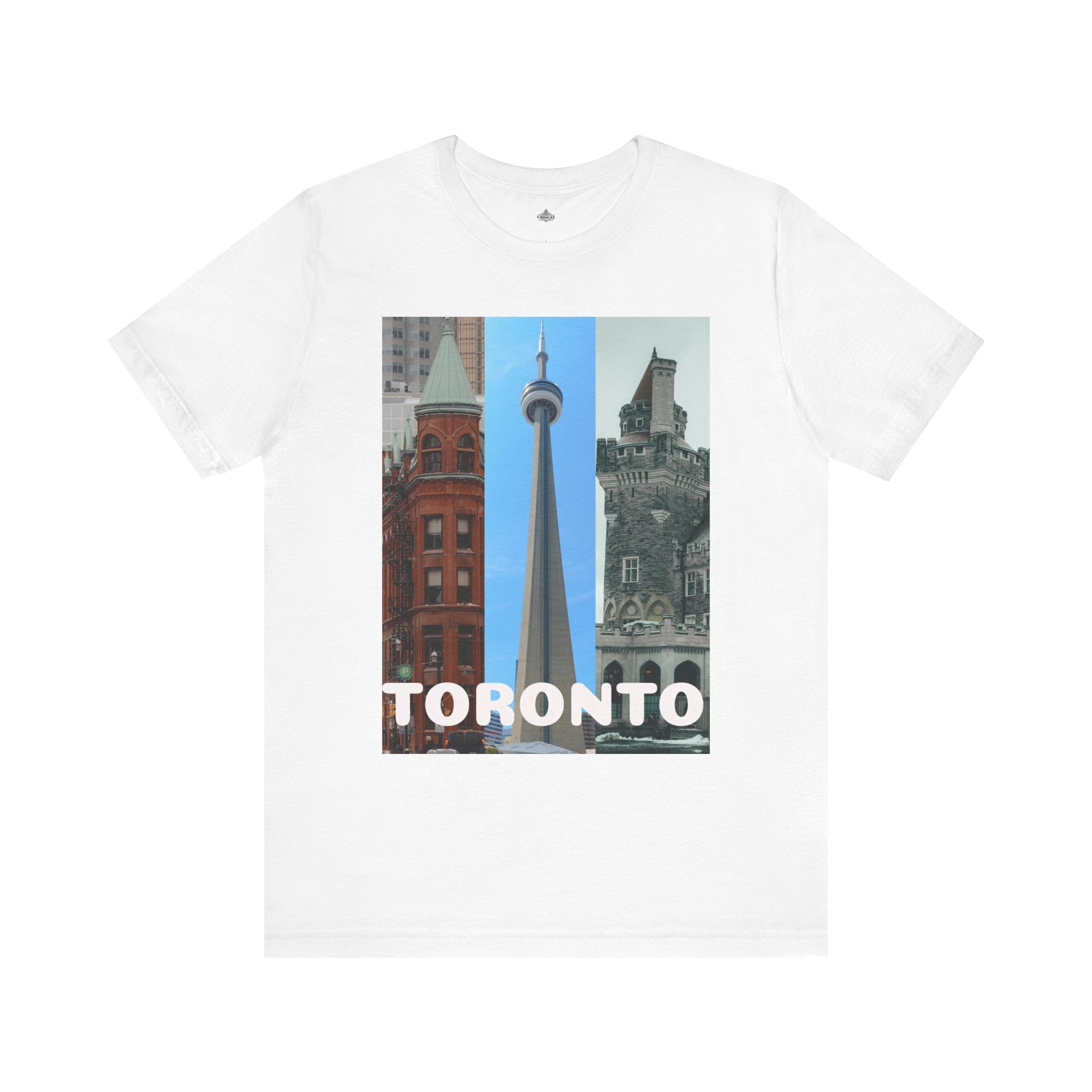 Toronto Sightseeing Landmarks Unisex Jersey T-shirt with city skyline design