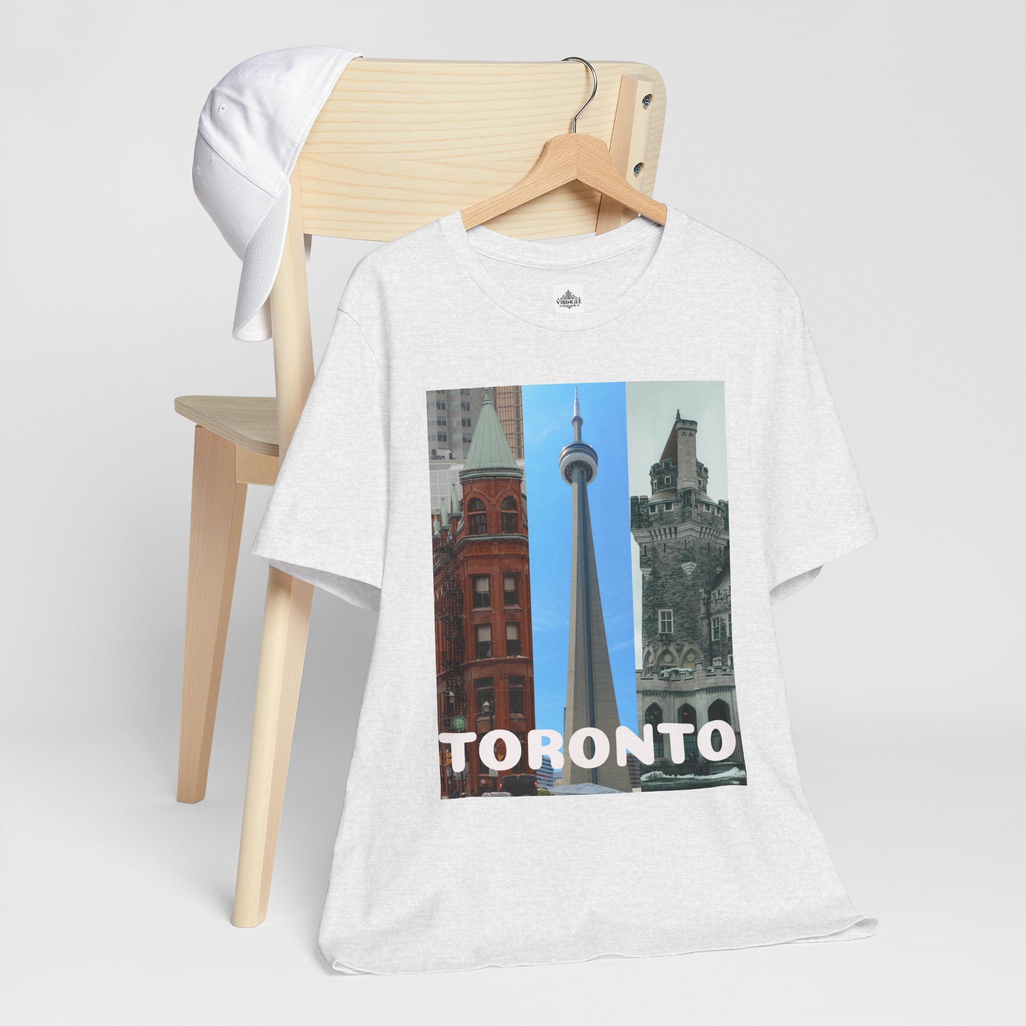 Toronto Sightseeing Landmarks Unisex Jersey T-shirt with city skyline design