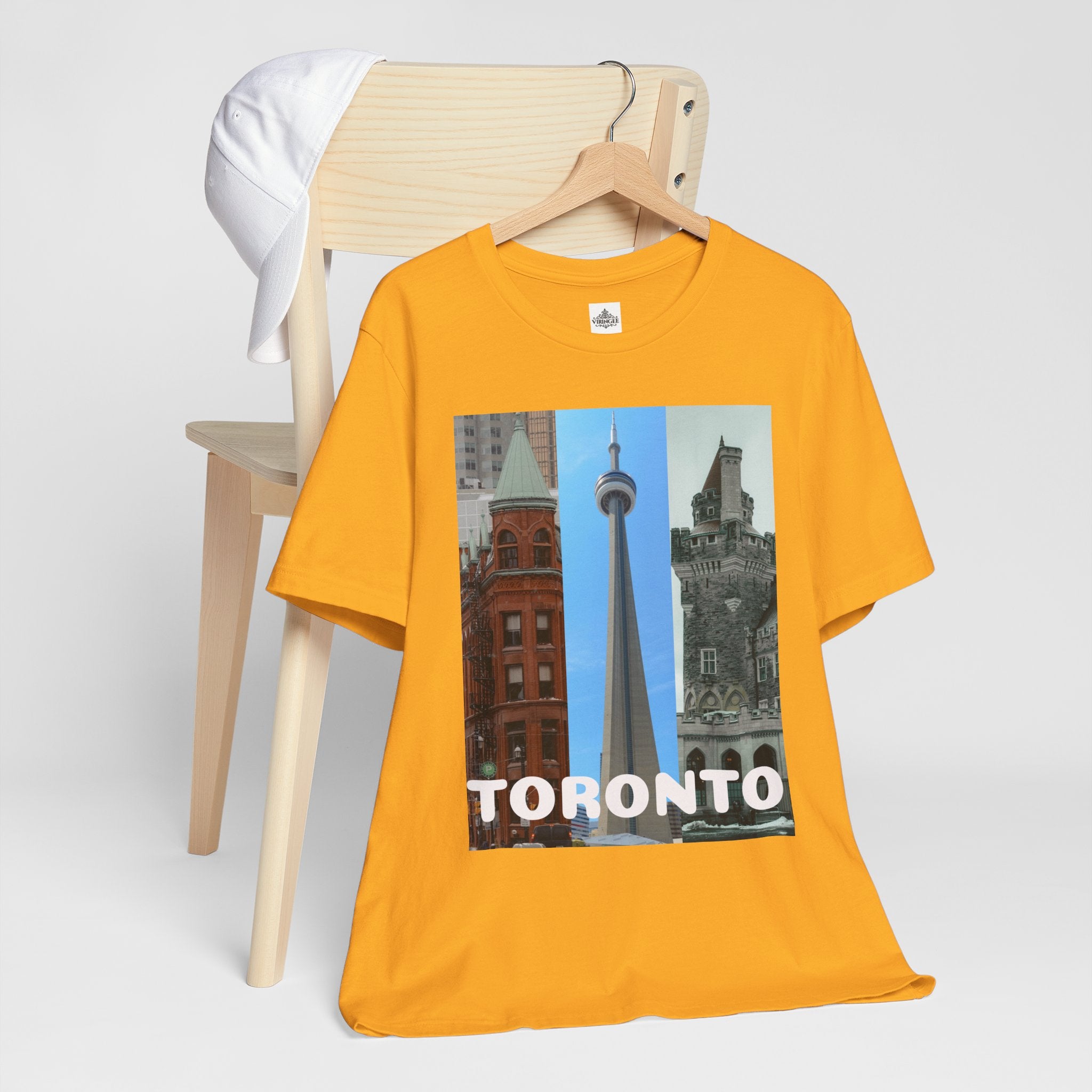 Toronto Sightseeing Landmarks Unisex Jersey T-shirt with city skyline design