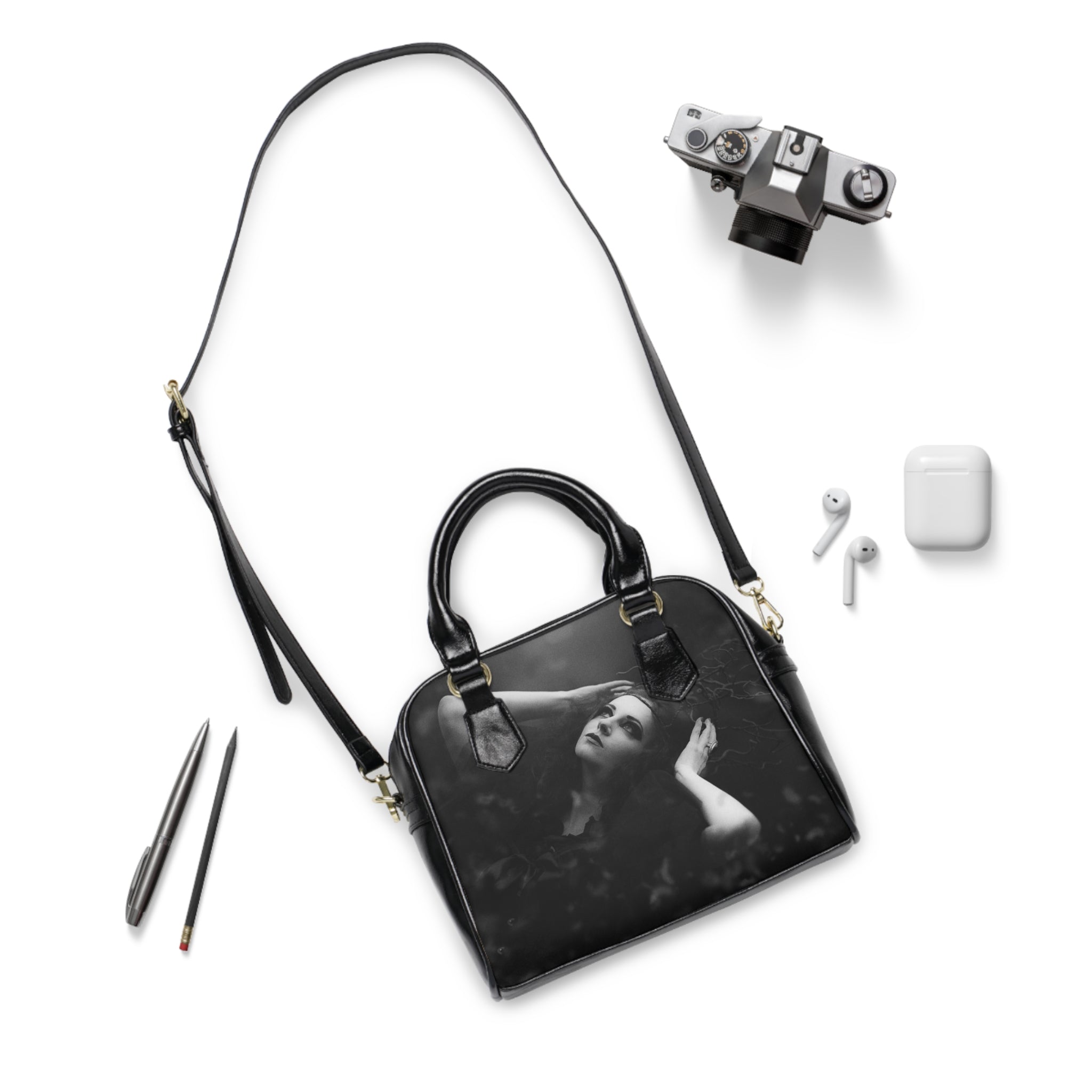 Viringee Elegant Black and White Shoulder Handbag