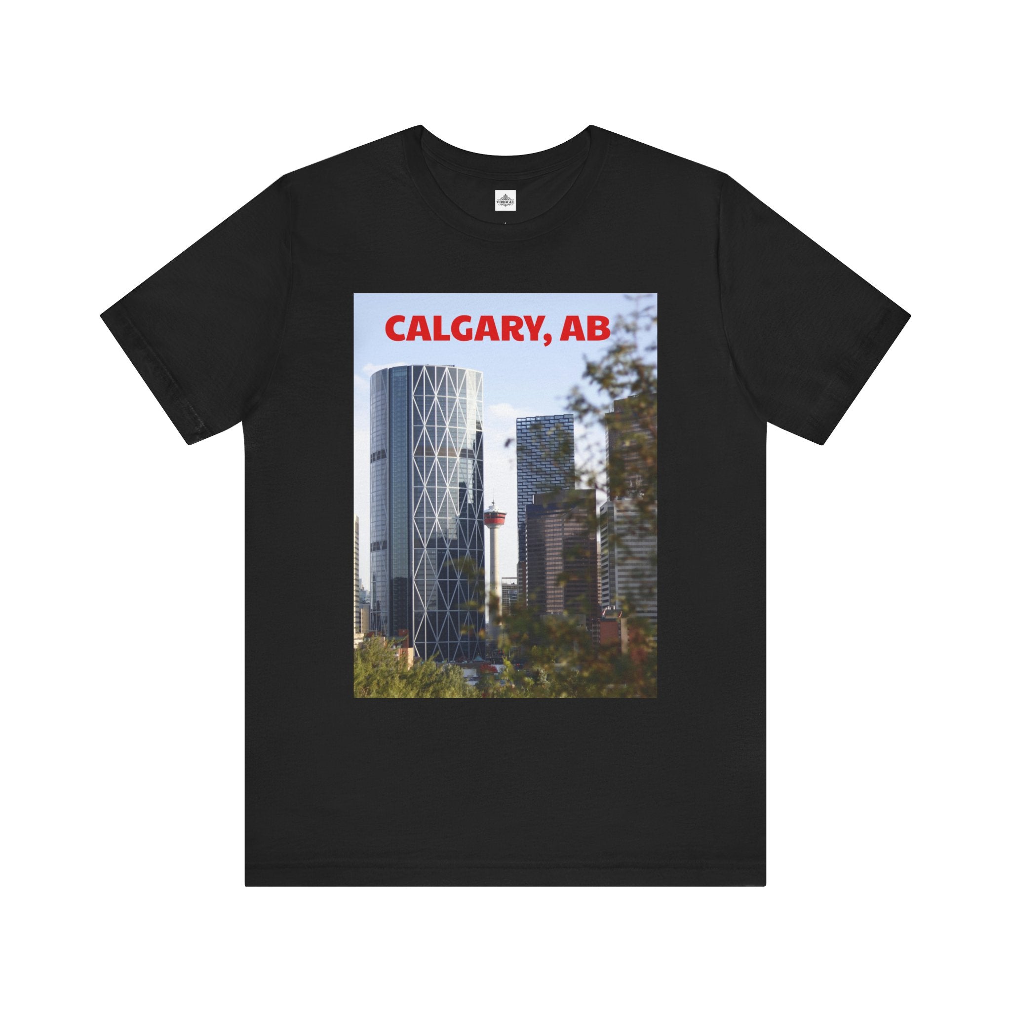 Viringee Peeking Calgary Tower AB T-shirt, unisex jersey short sleeve