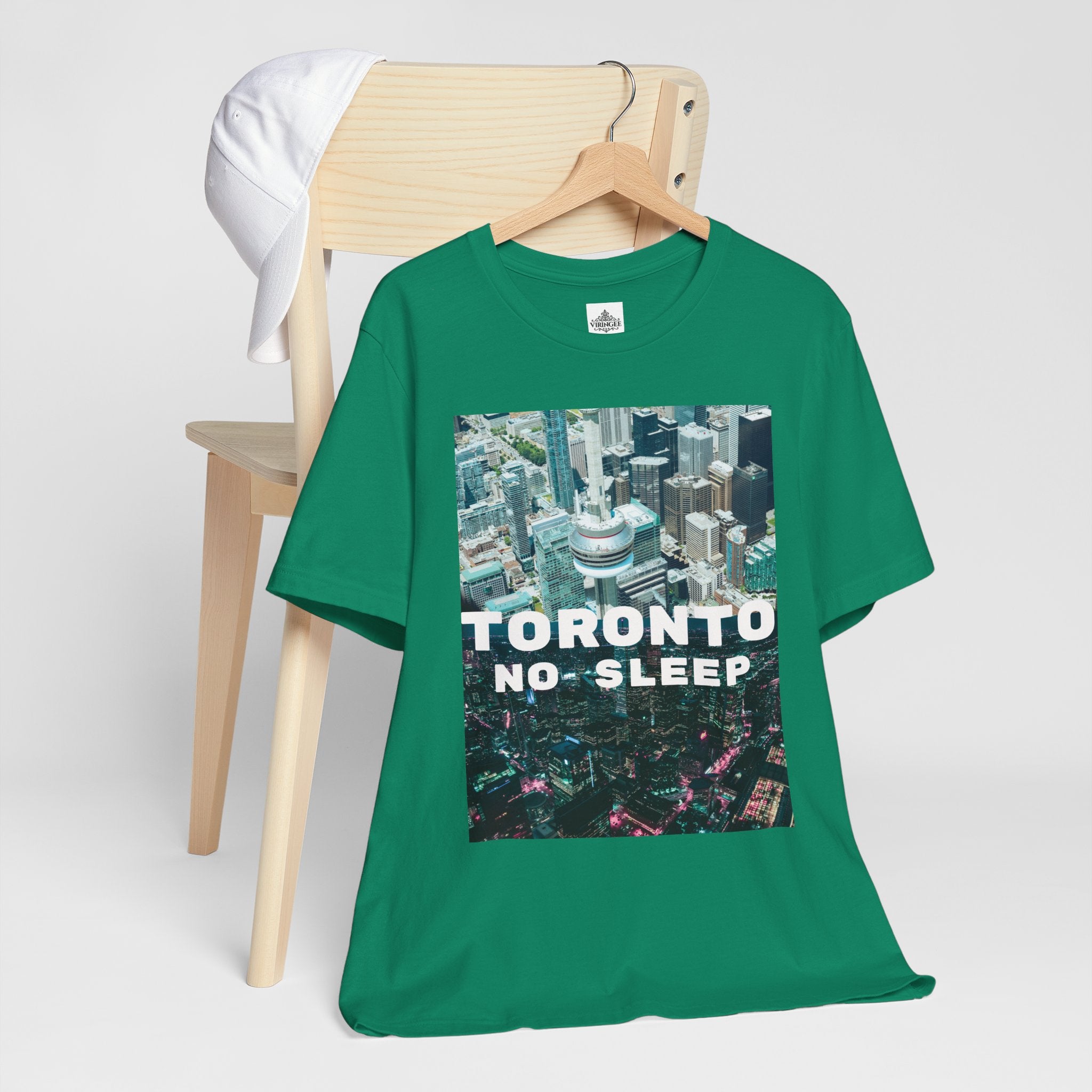 Viringee Downtown Toronto No Sleep unisex jersey short sleeve graphic tee, artistic urban streetwear shirt