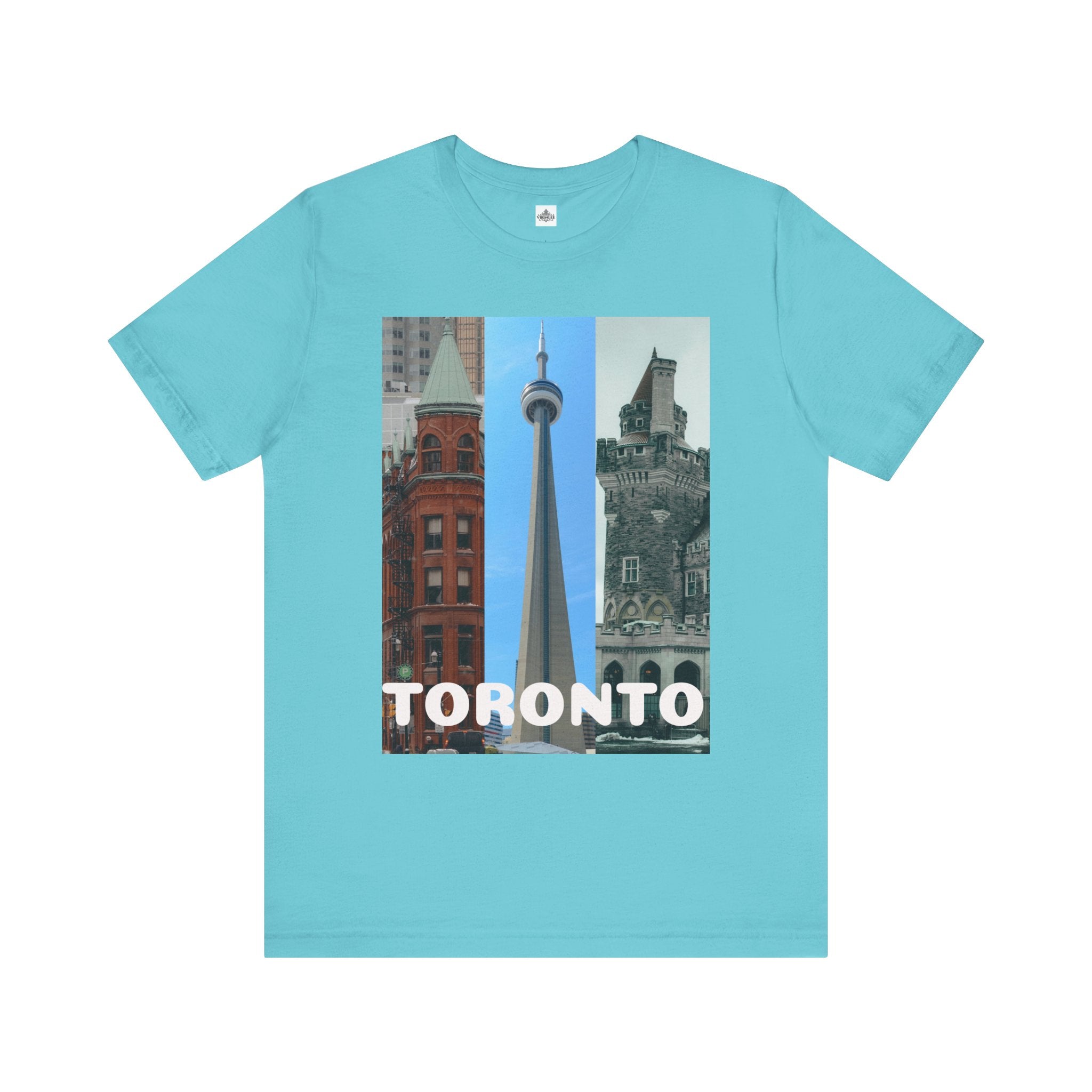 Toronto Sightseeing Landmarks Unisex Jersey T-shirt with city skyline design