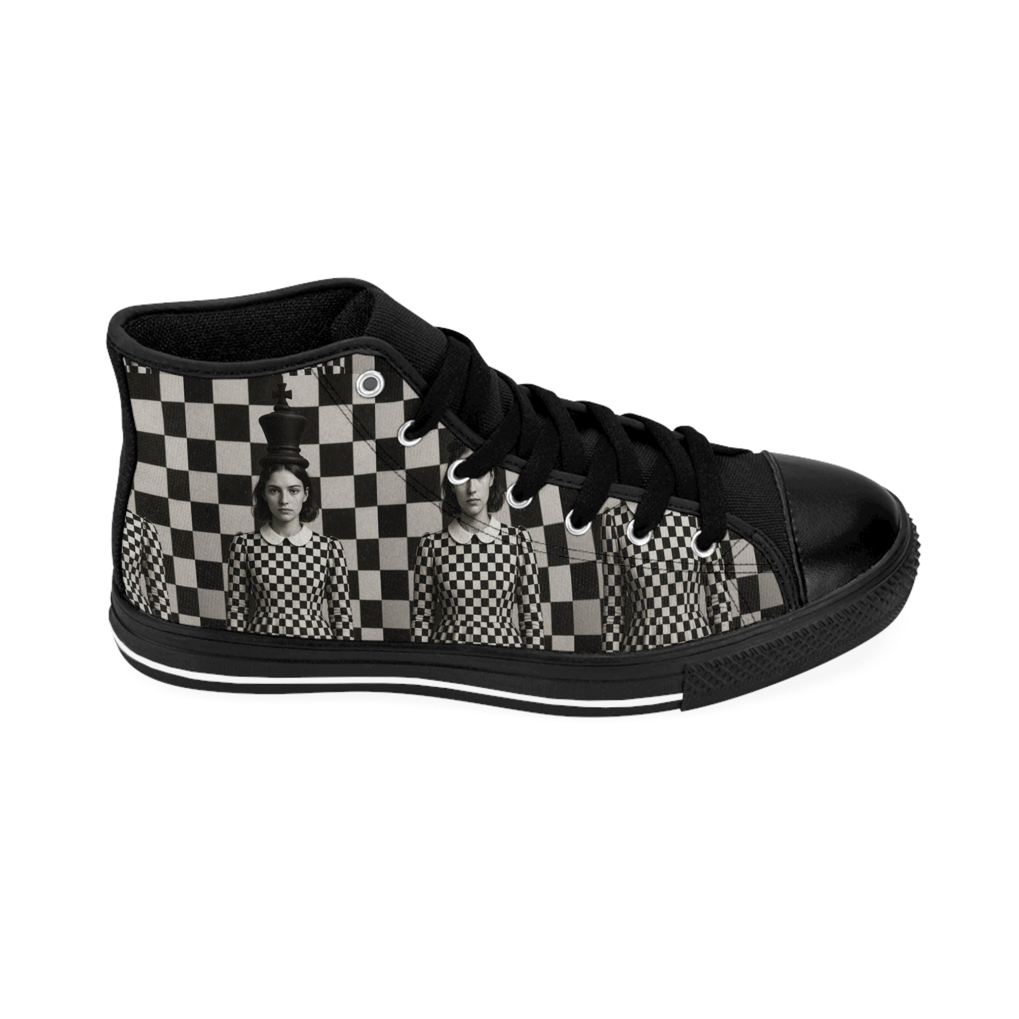 Viringee Chess themed High-Top Sneakers for the trendy woman
