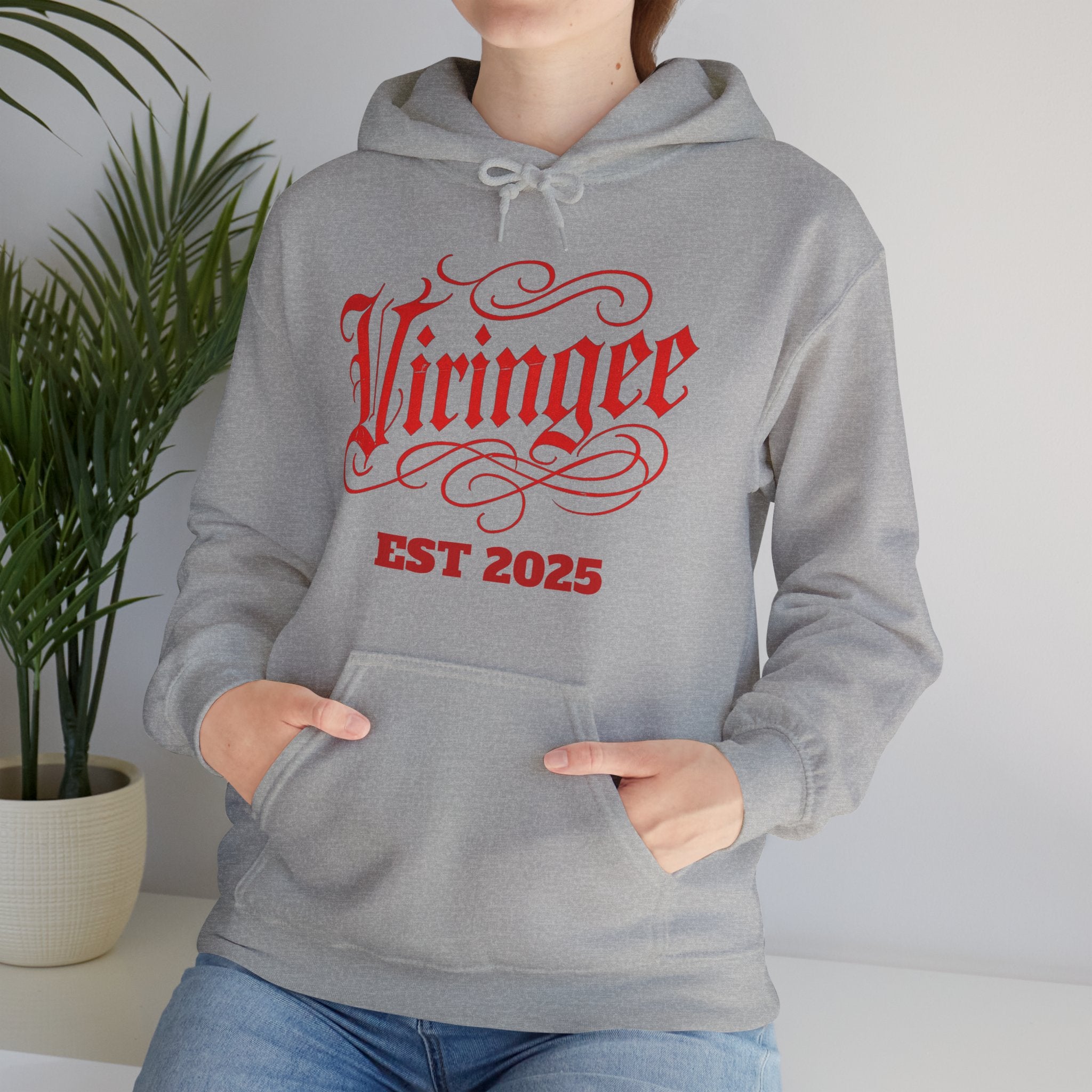 Viringee Red Logo Classic Script Hoodie