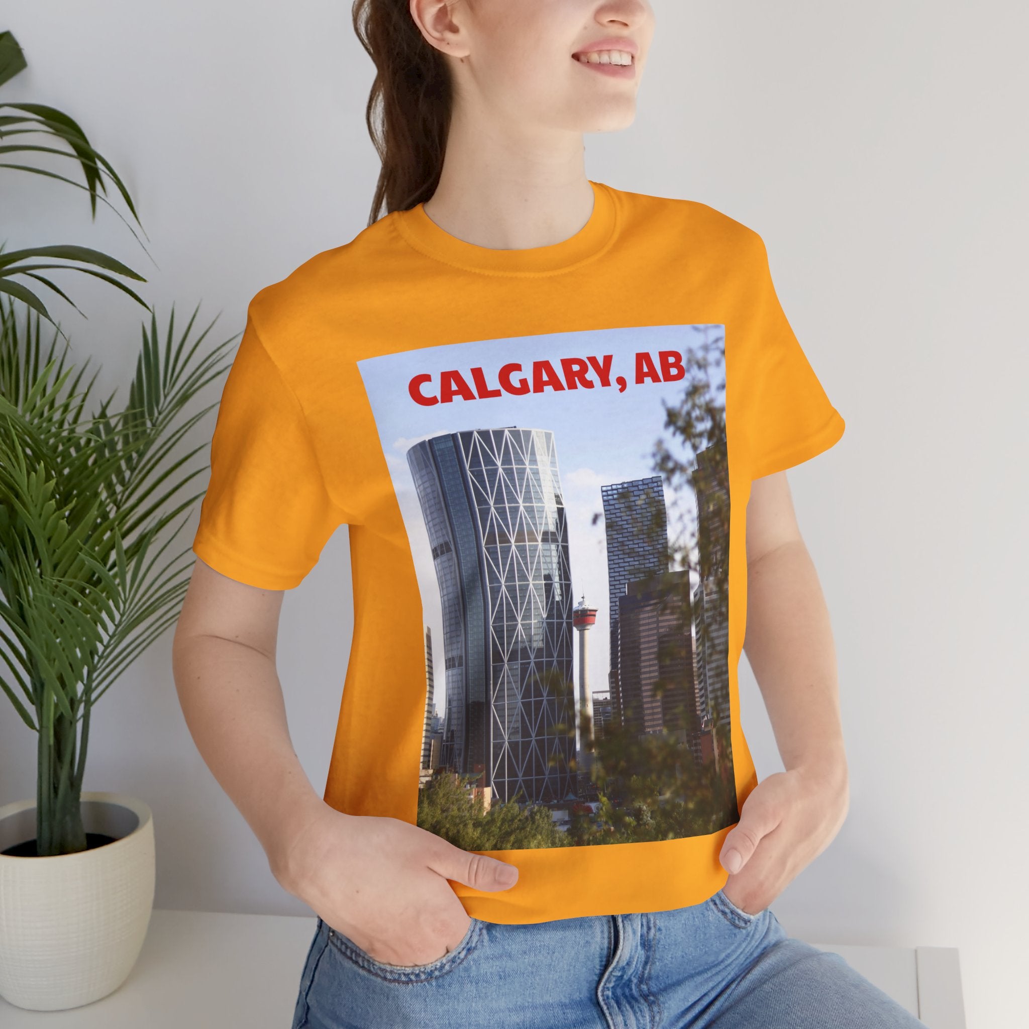 Viringee Peeking Calgary Tower AB Unisex Jersey Tee