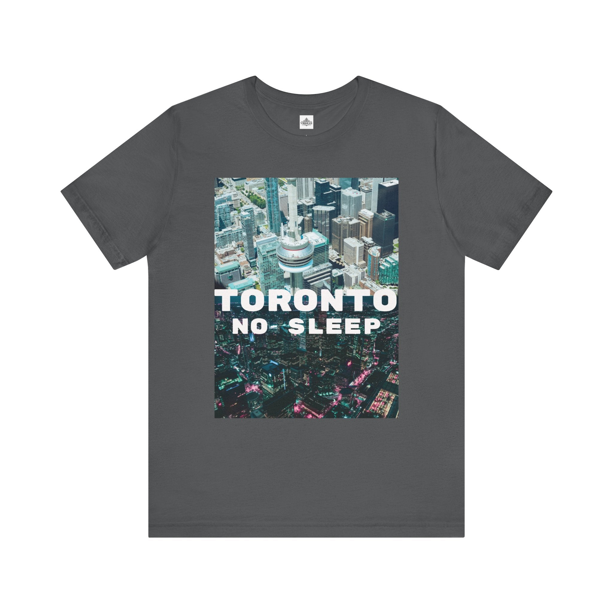 Viringee Downtown Toronto No Sleep unisex jersey short sleeve graphic tee, artistic urban streetwear shirt