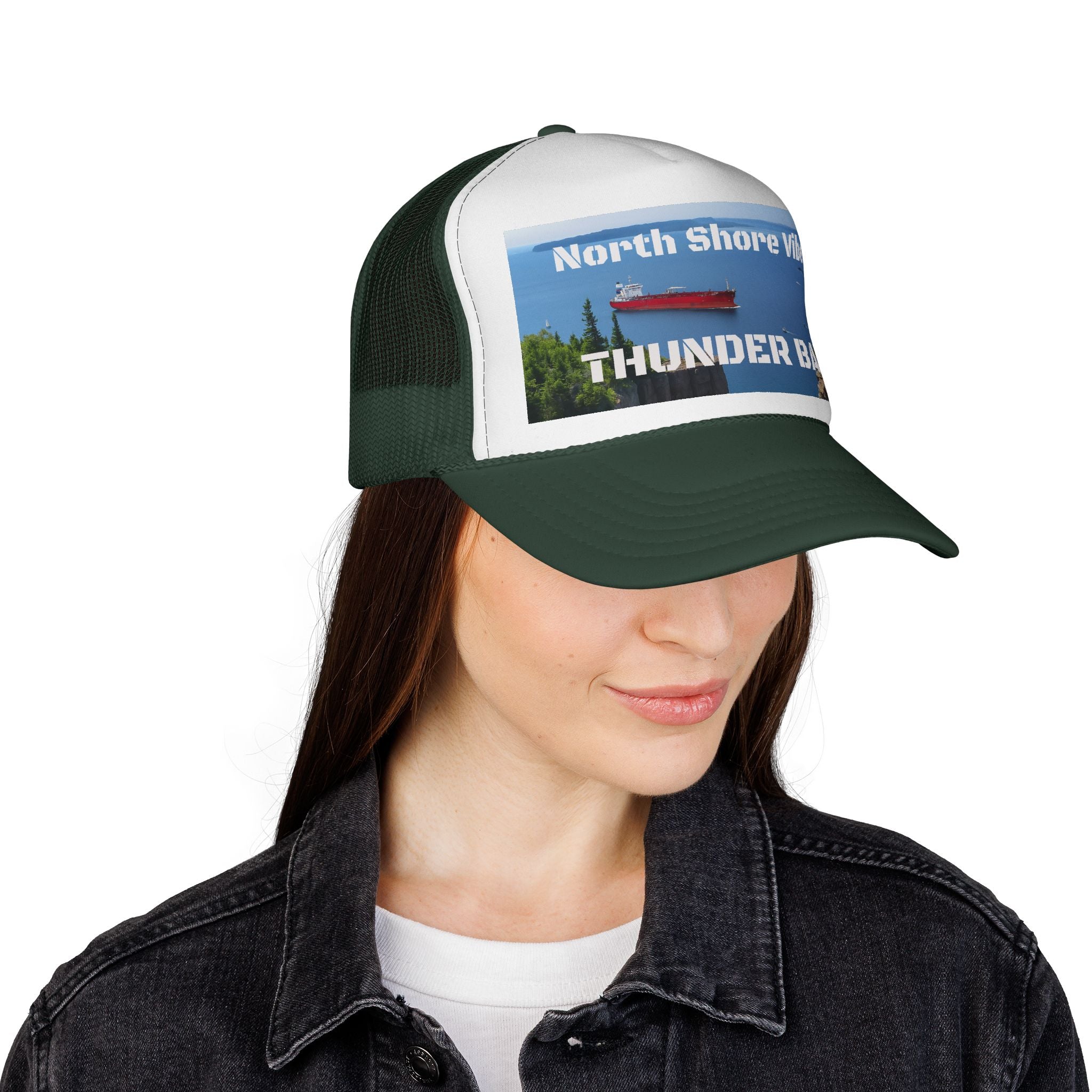 Adjustable Thunder Bay Ontario trucker cap with breathable mesh back