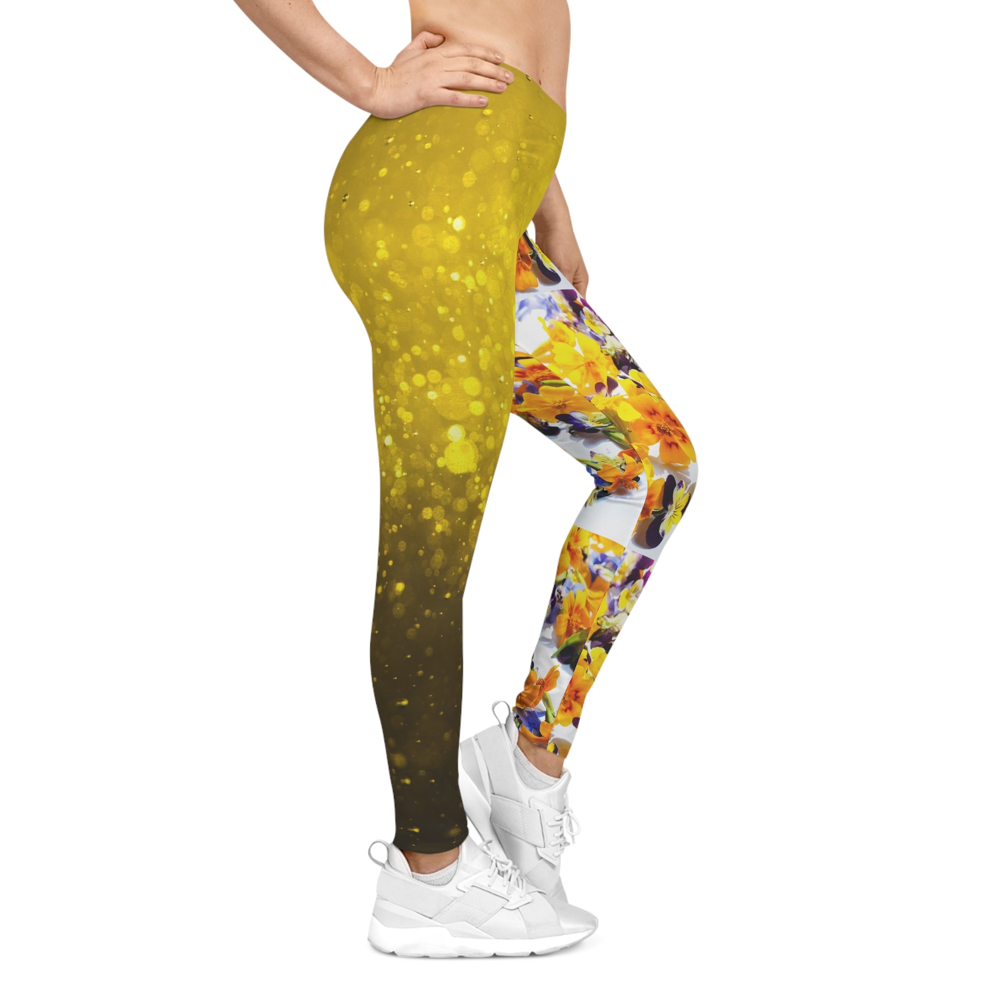 Viringee Women's Floral Sparkle Leggings