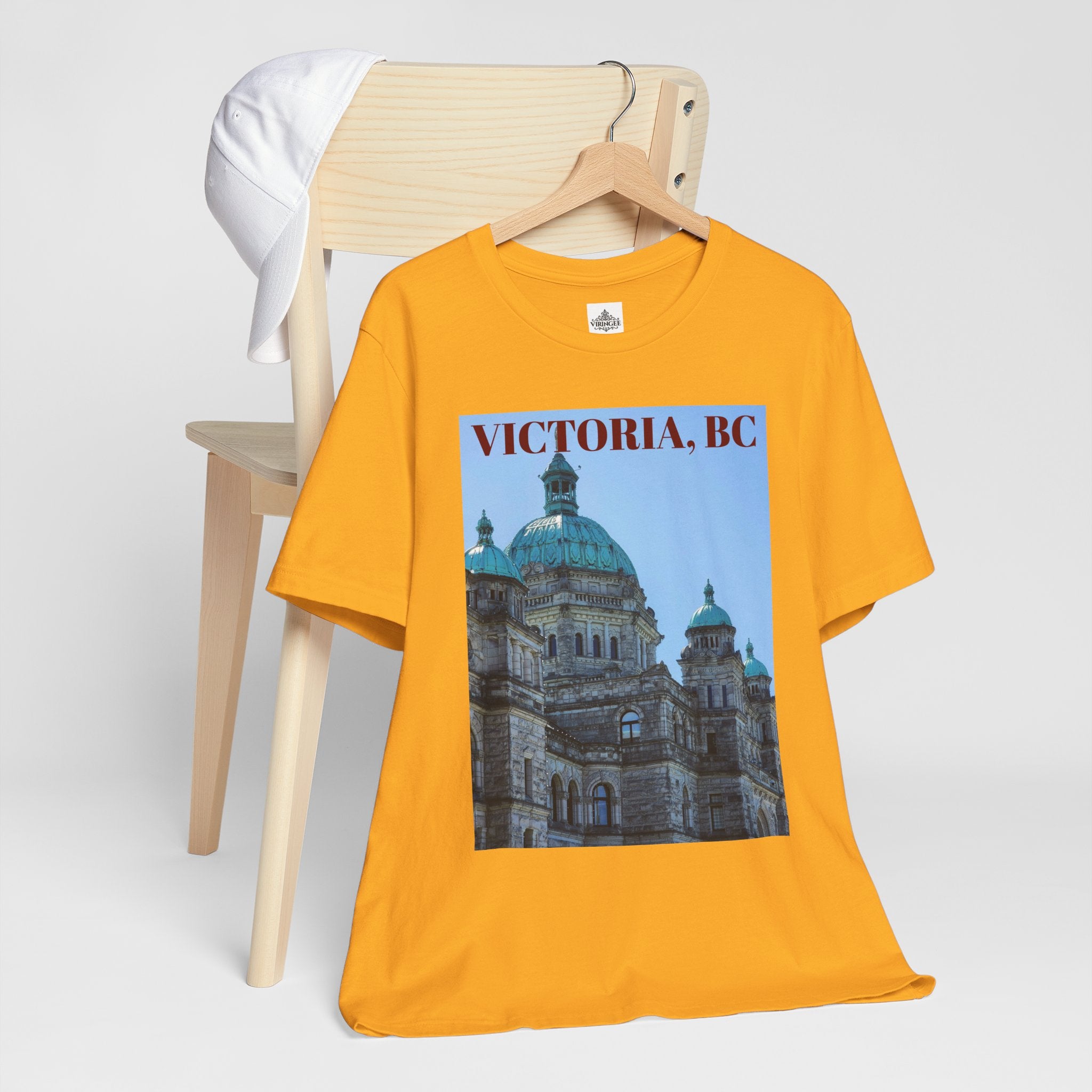 Unisex Victoria BC T-shirt with bold city design by Viringee