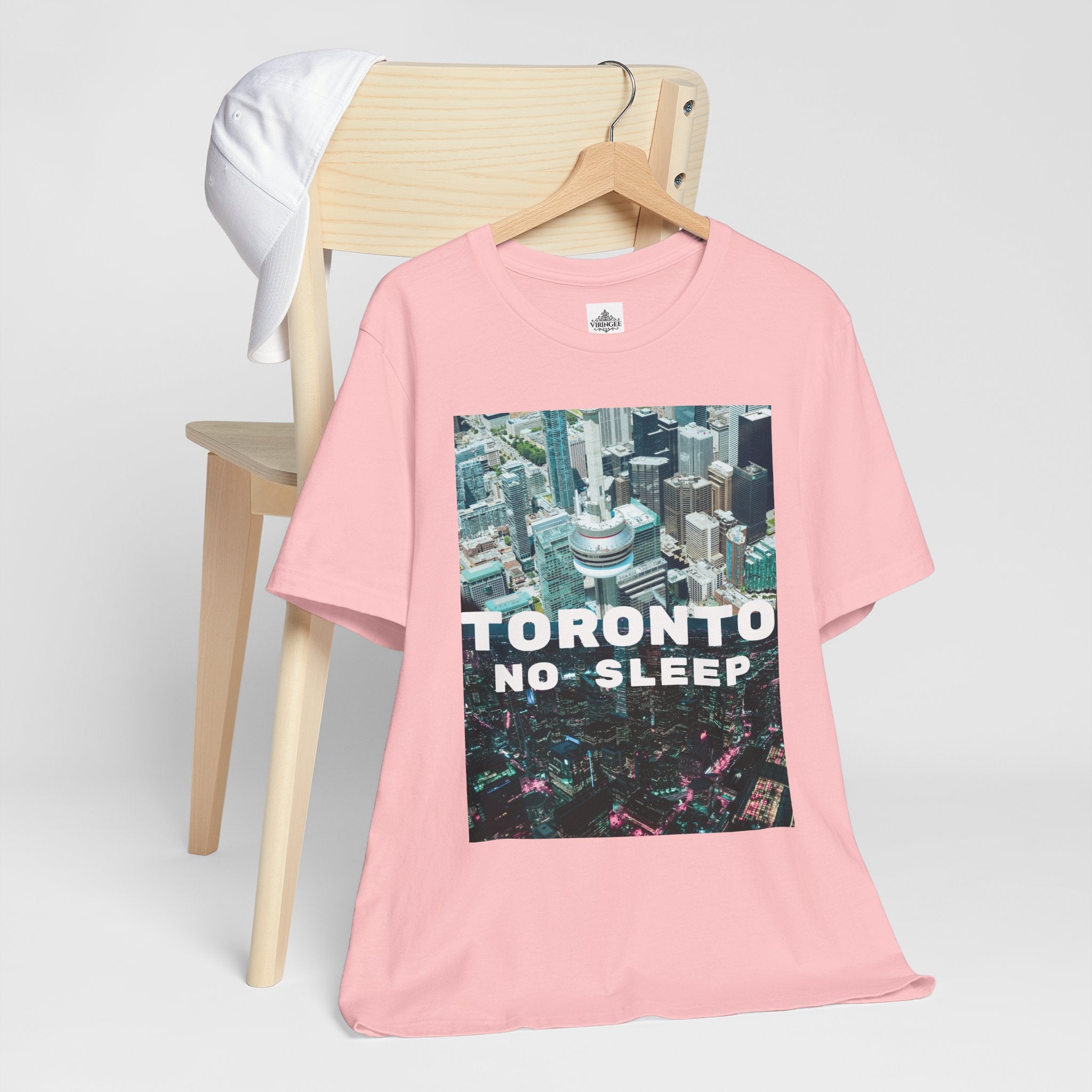 Viringee Downtown Toronto No Sleep unisex jersey short sleeve graphic tee, artistic urban streetwear shirt