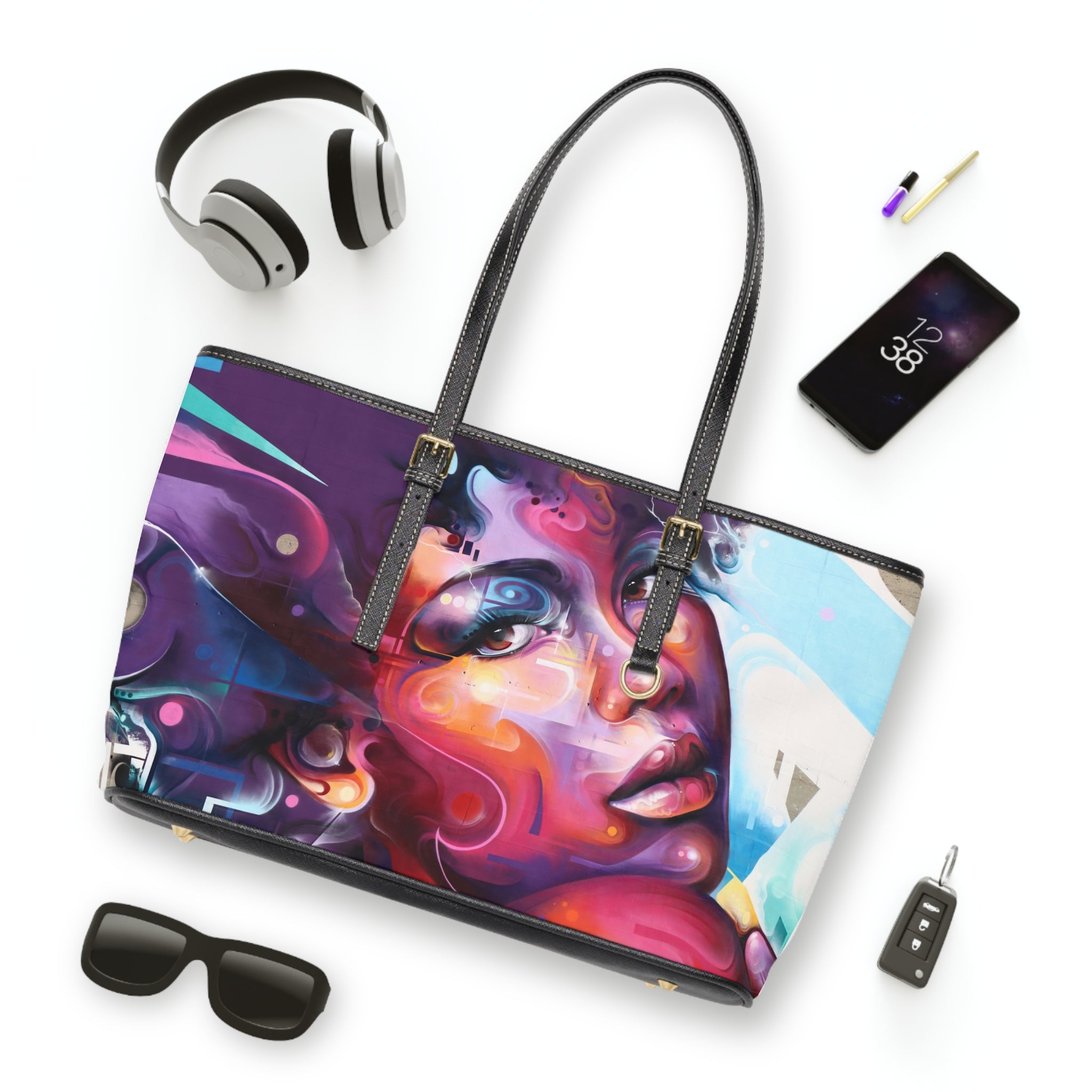 Viringee Storyteller Eyes PU Leather Tote Bag