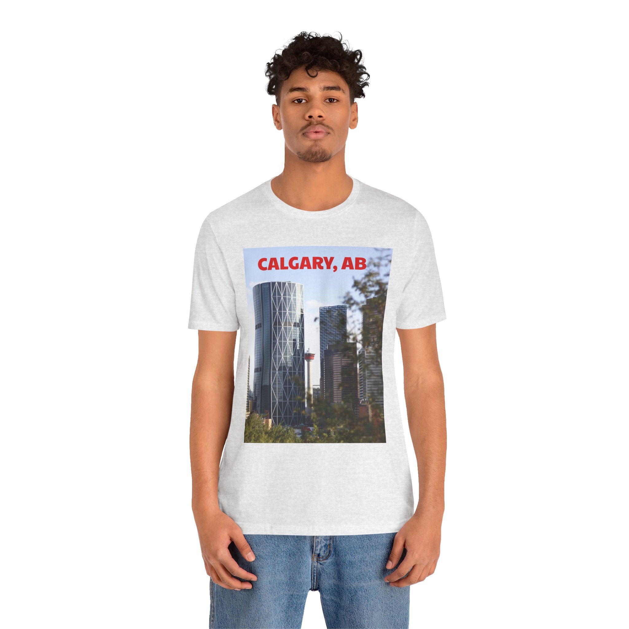 Viringee Peeking Calgary Tower AB Unisex Jersey Tee