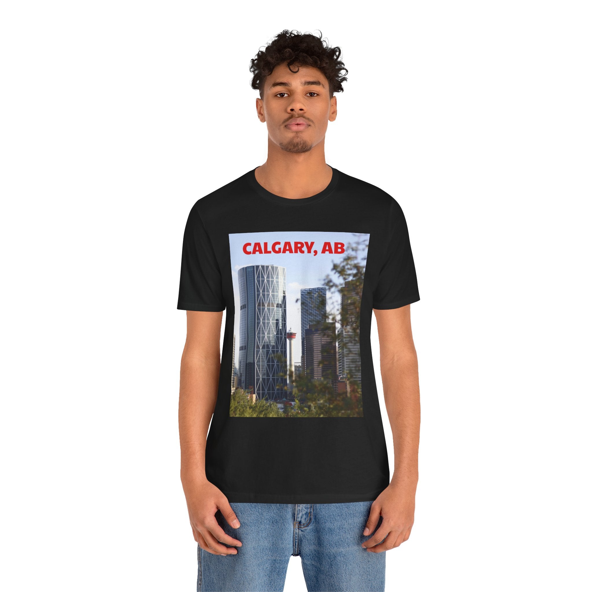 Viringee Peeking Calgary Tower AB Unisex Jersey Tee