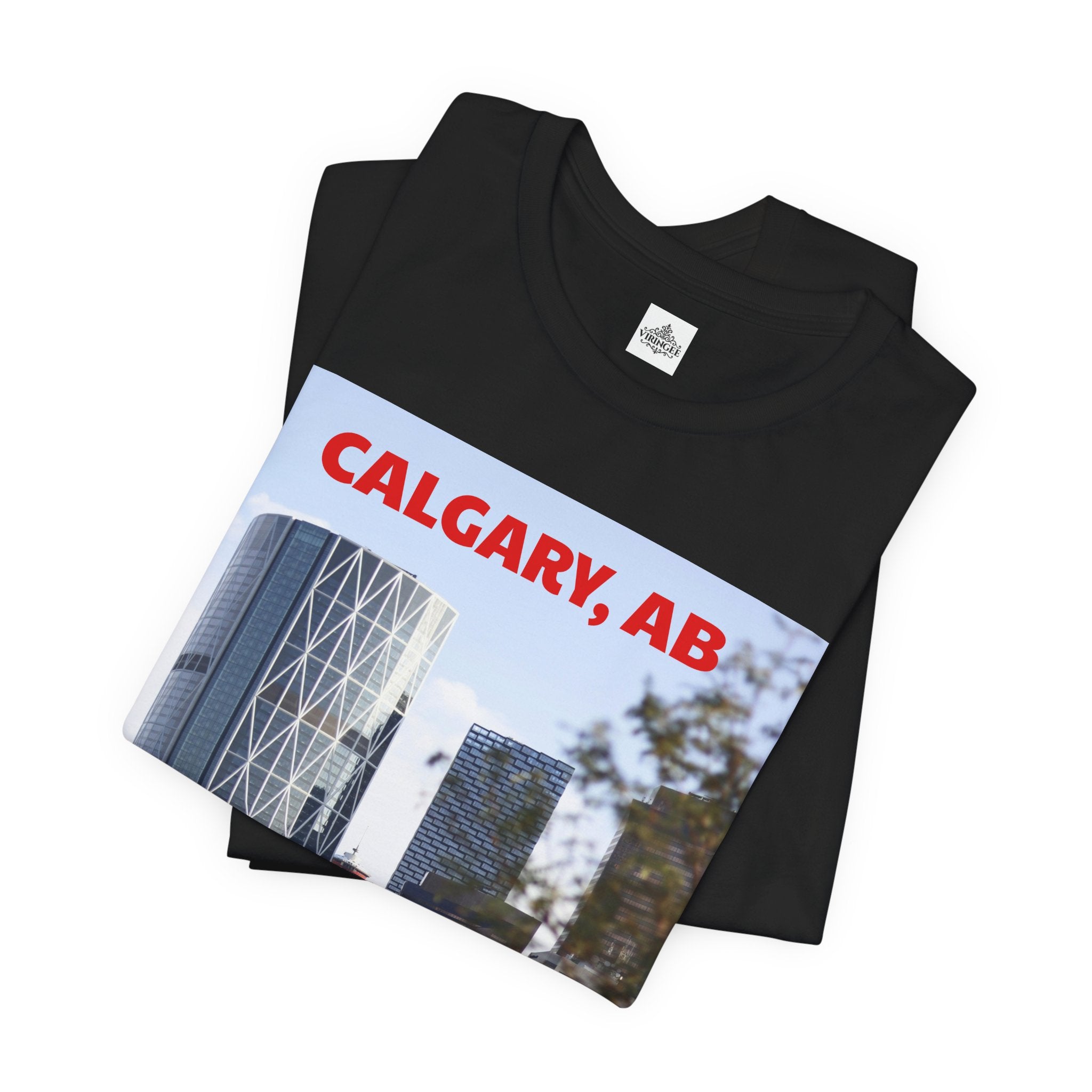 Viringee Peeking Calgary Tower AB Unisex Jersey Tee