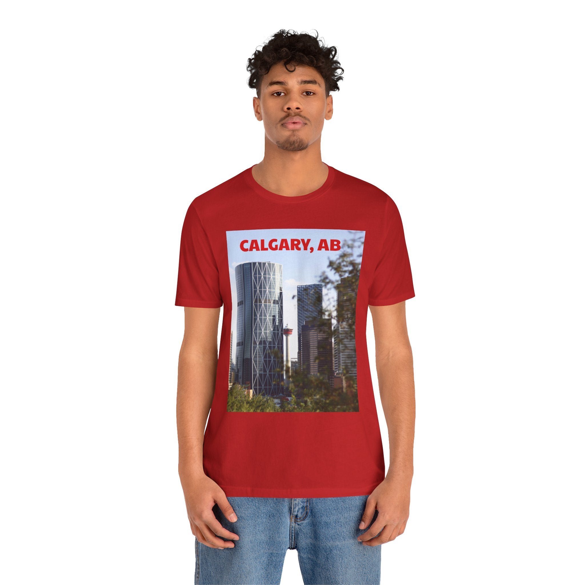 Viringee Peeking Calgary Tower AB Unisex Jersey Tee