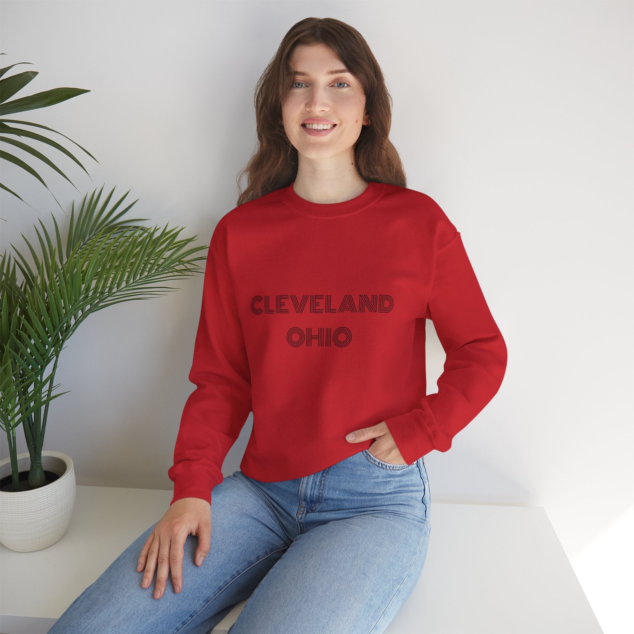 Classic crewneck sweatshirt celebrating Cleveland Ohio in modern street style