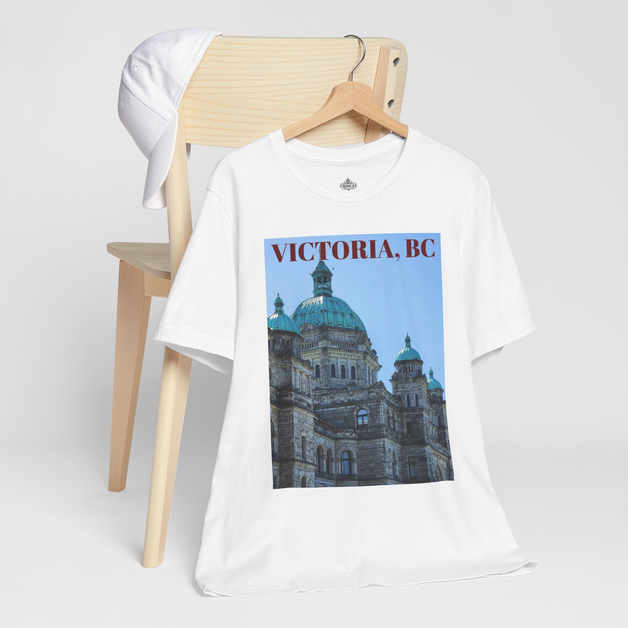 Unisex Victoria BC T-shirt with bold city design by Viringee