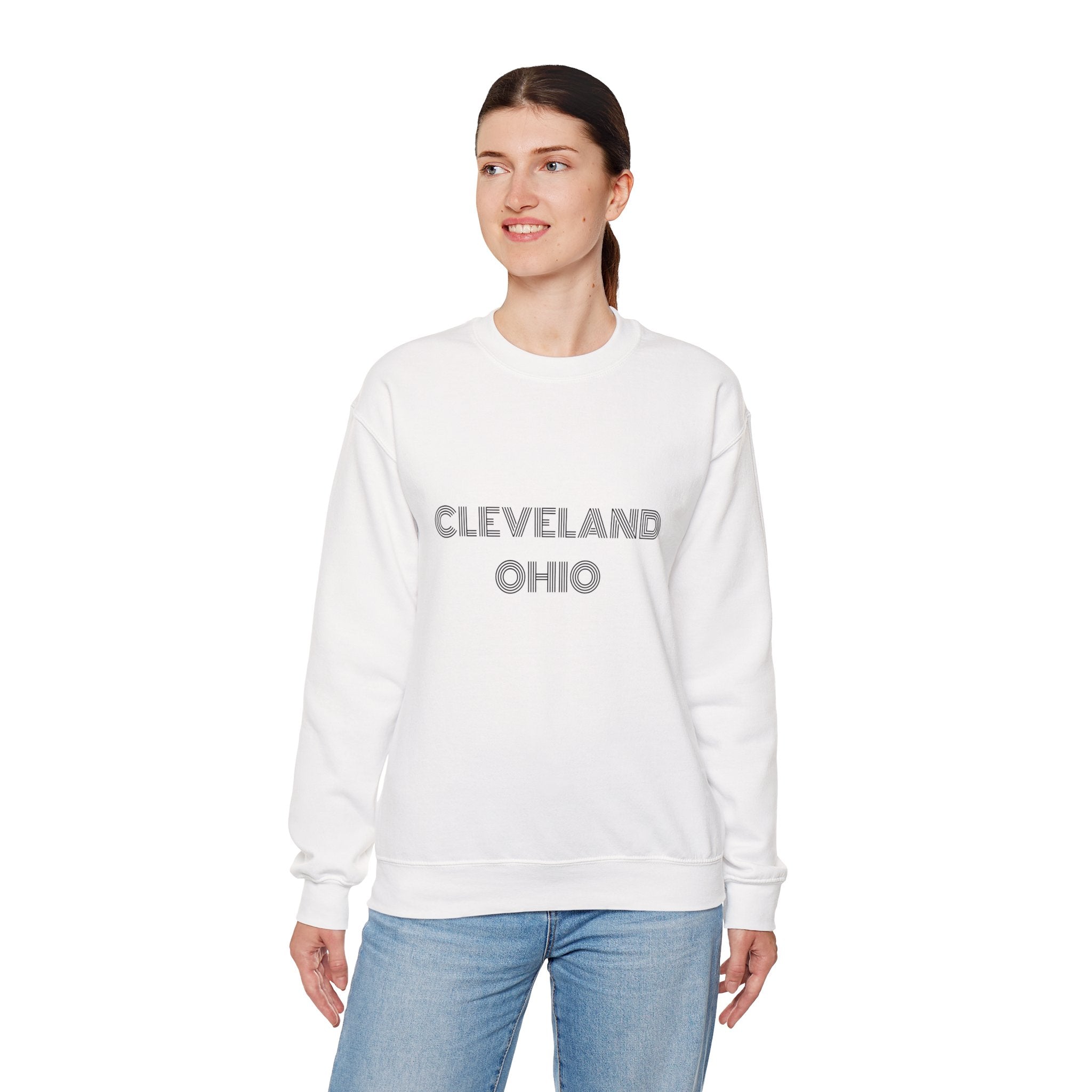 Classic crewneck sweatshirt celebrating Cleveland Ohio in modern street style