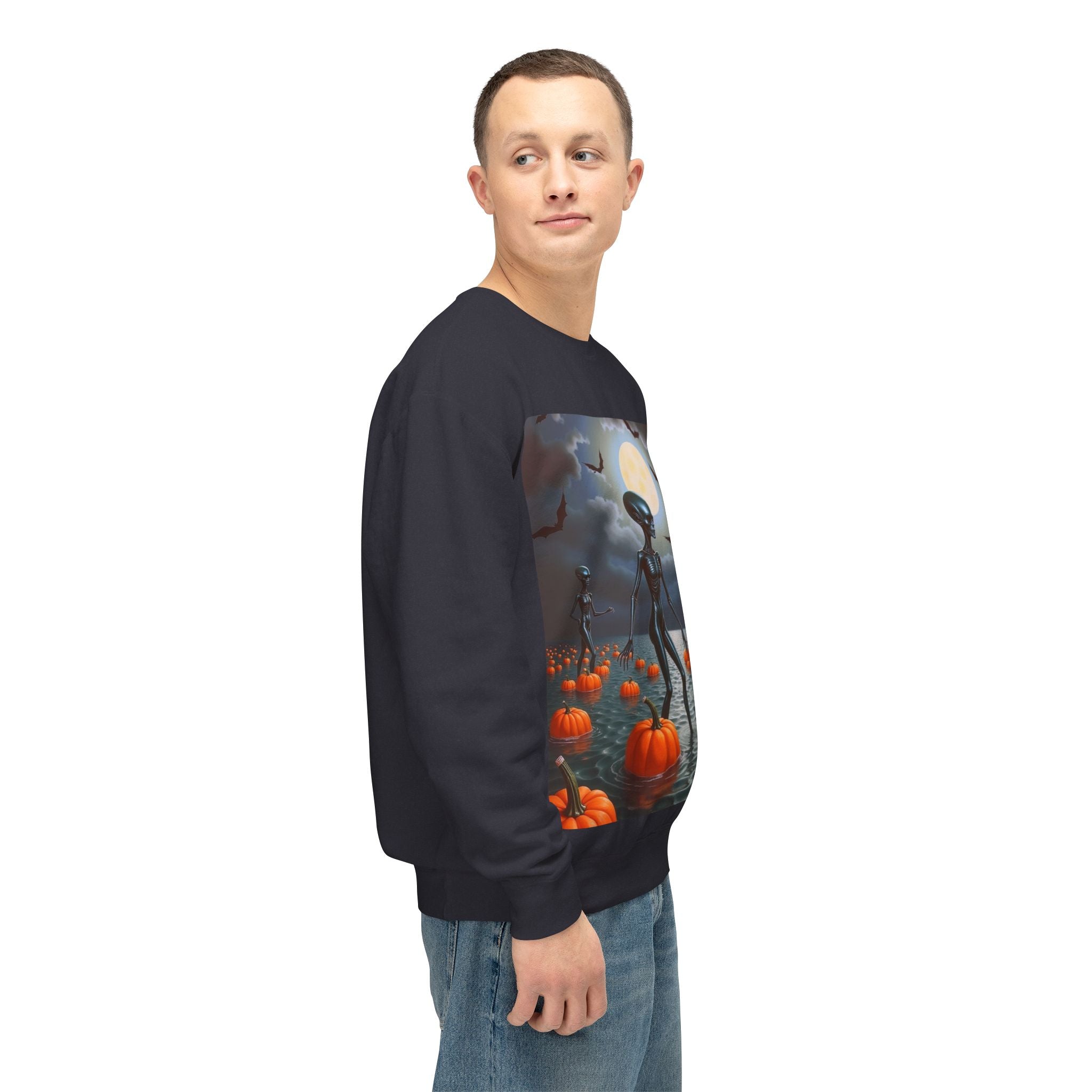 Viringee Wandering Halloween Alien Crewneck Sweatshirt