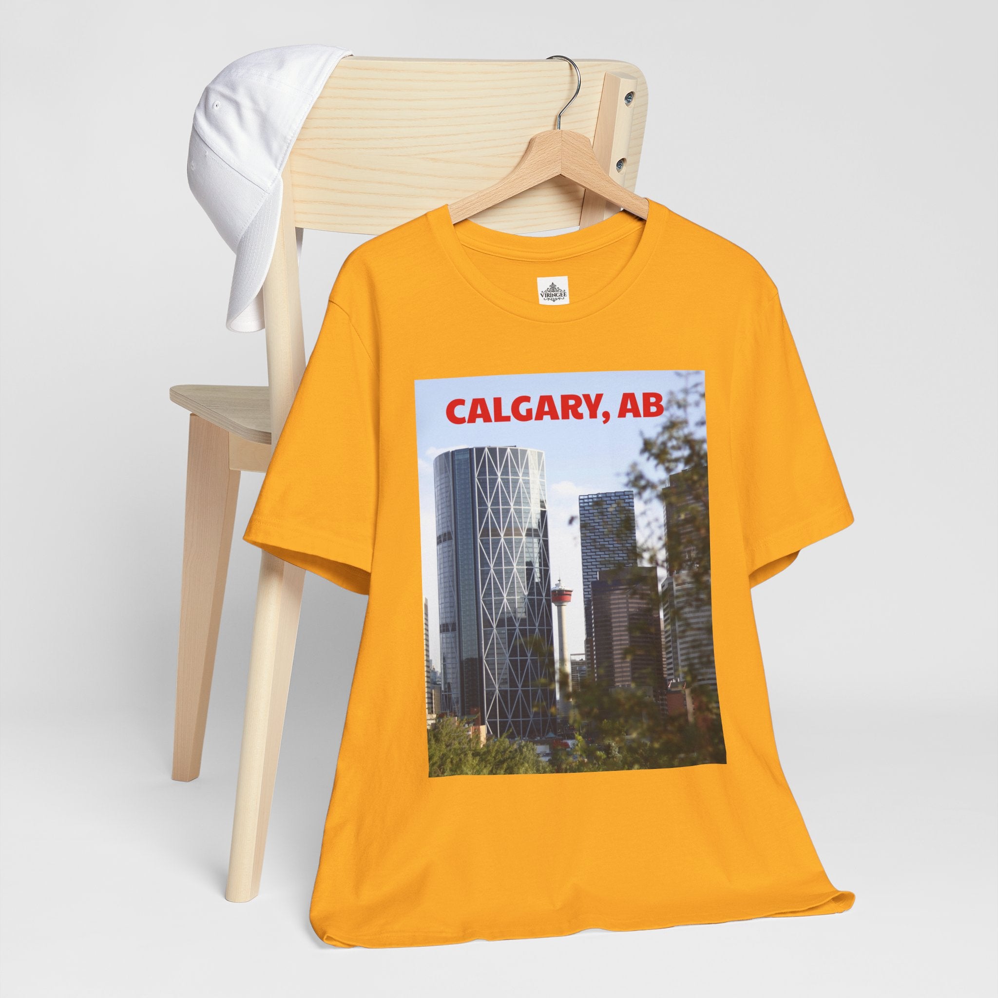 Viringee Peeking Calgary Tower AB T-shirt, unisex jersey short sleeve